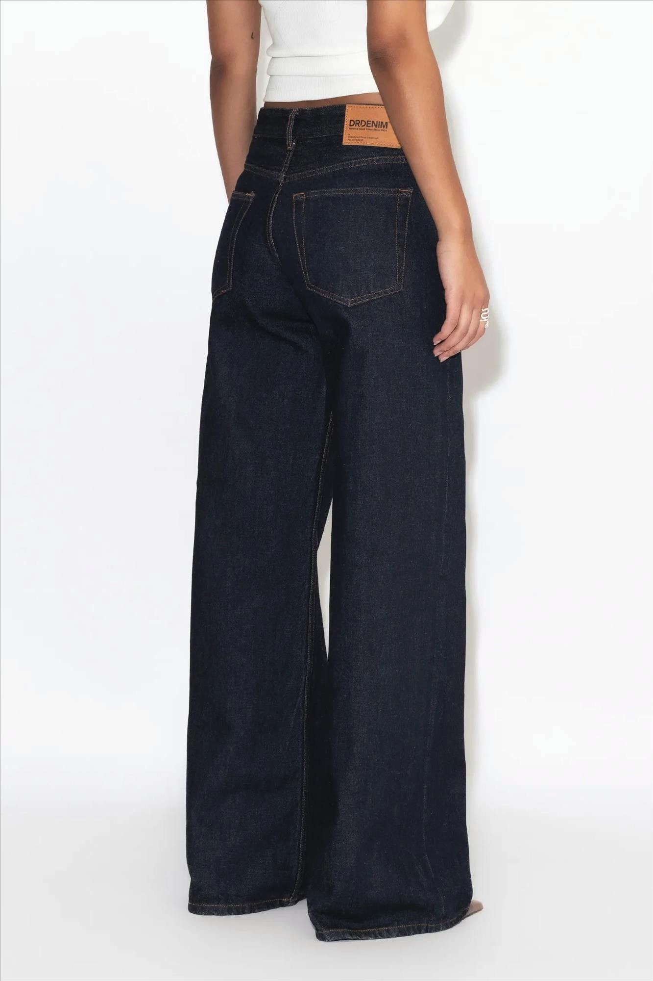 Dr. Denim - Donkerblauwe Rhue low wide jeans