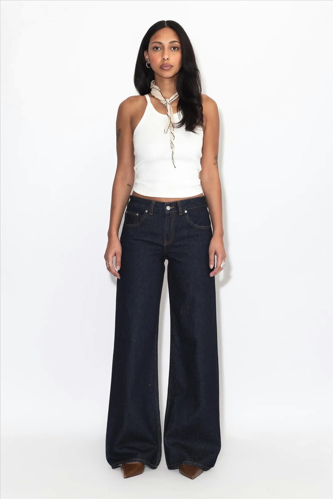 Dr. Denim - Donkerblauwe Rhue low wide jeans