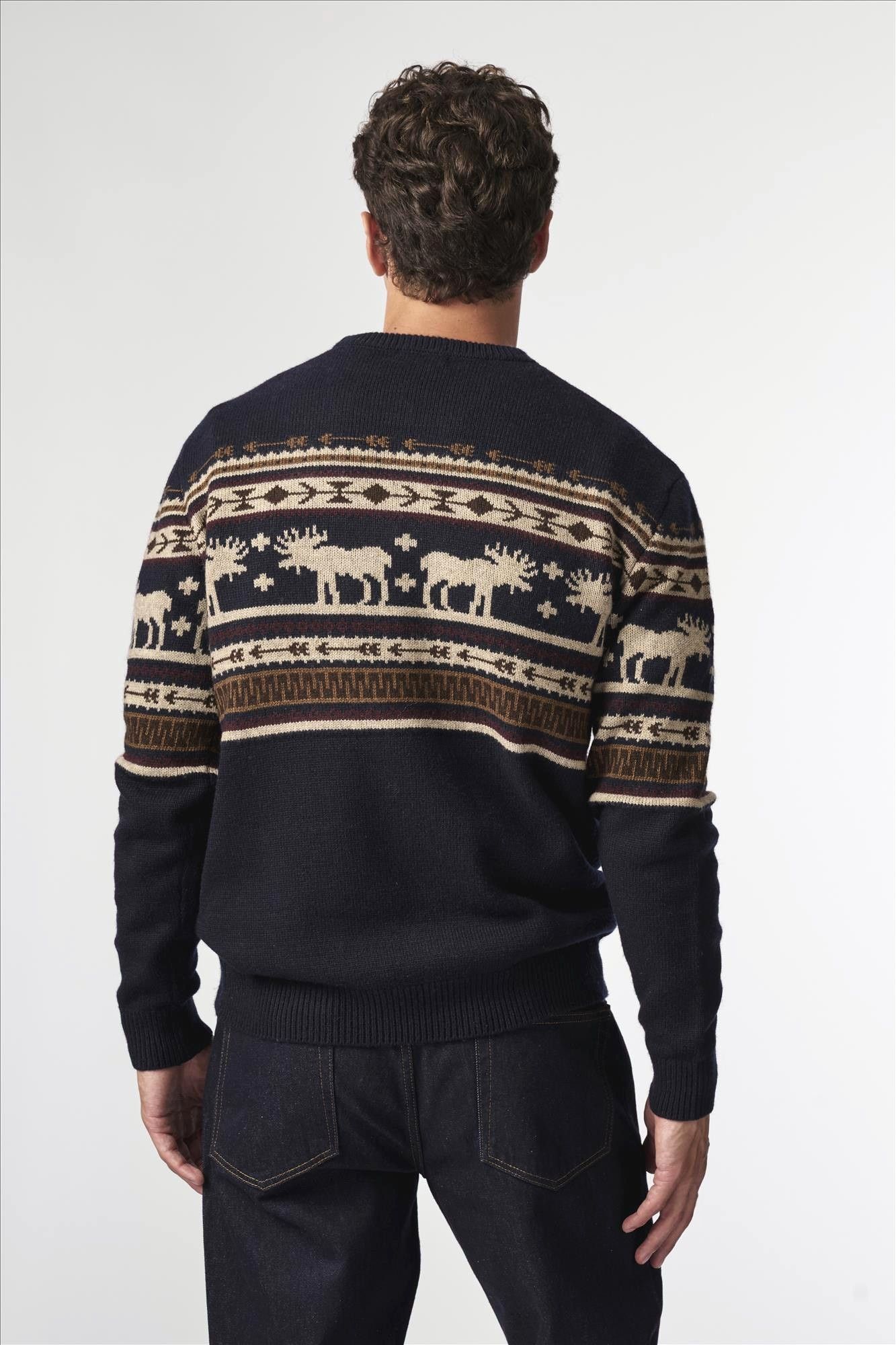 Antwrp - Donkerblauwe Jacquard Merino trui
