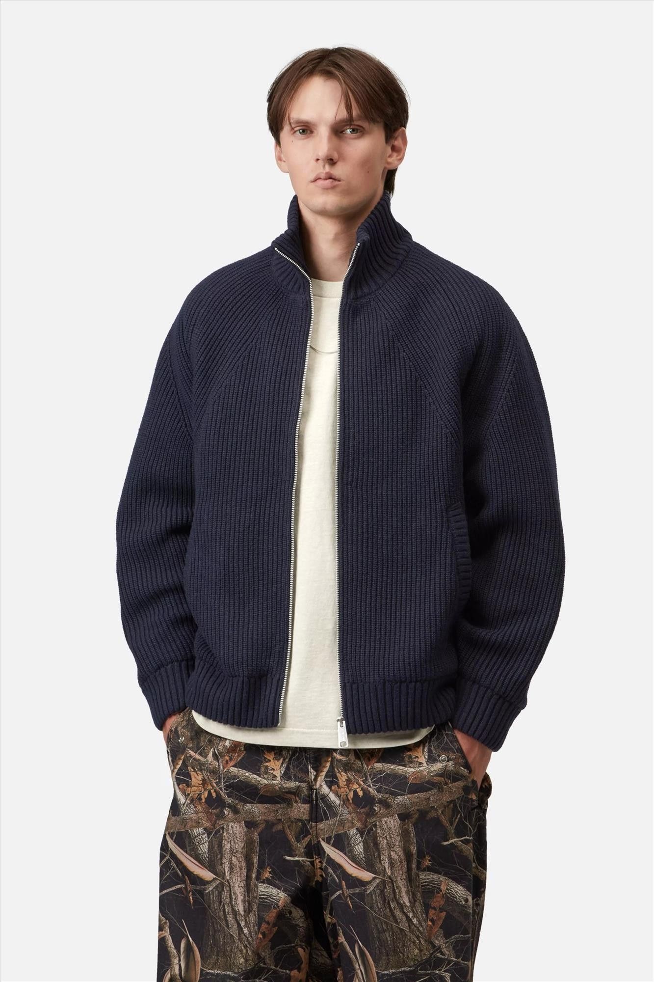 Carhartt WIP - Donkerblauwe Banley sweater jacket