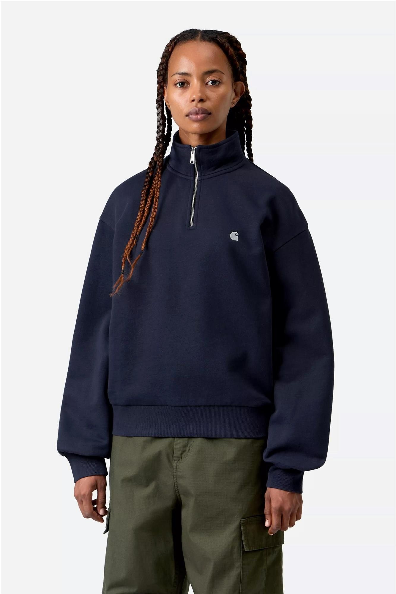 Carhartt WIP - Donkerblauwe Casey High Neck sweater