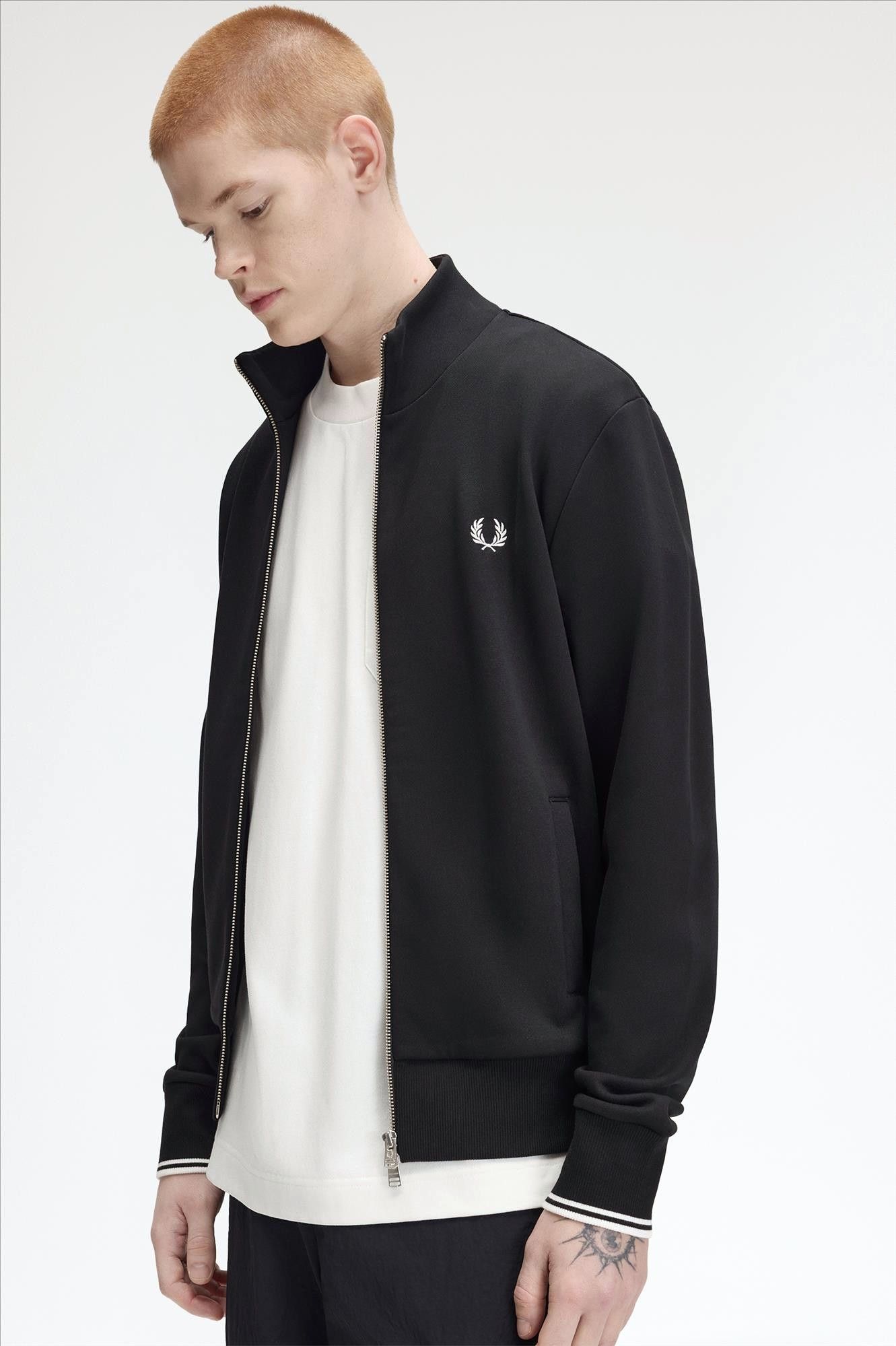 Fred Perry - Zwarte Zip Through sweater