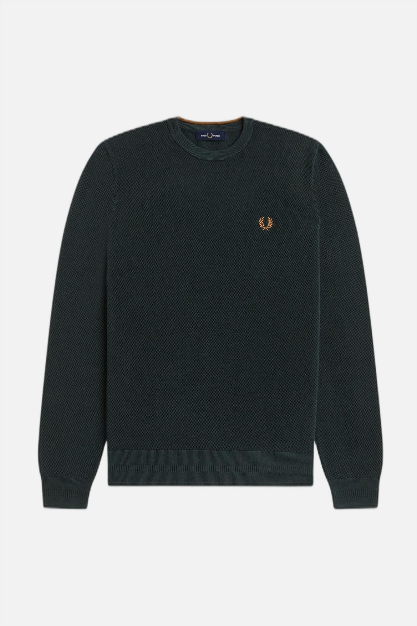 Fred Perry - Donkergroene Piqué Stitch trui