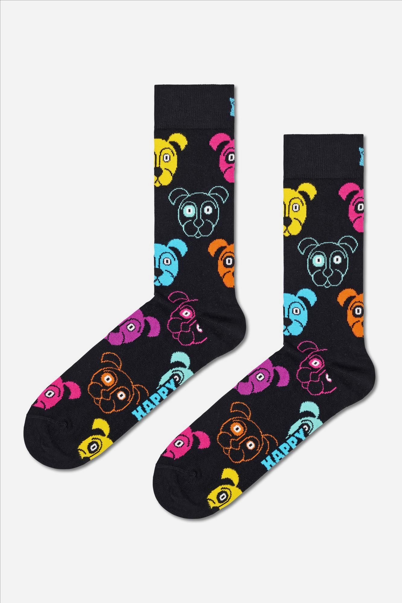 Happy Socks - Zwarte Animal Dog sokken maat 36-40