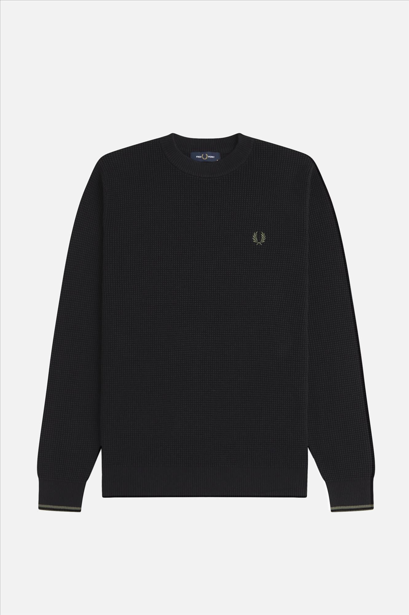 Fred Perry - Zwarte Waffle Stitch sweater