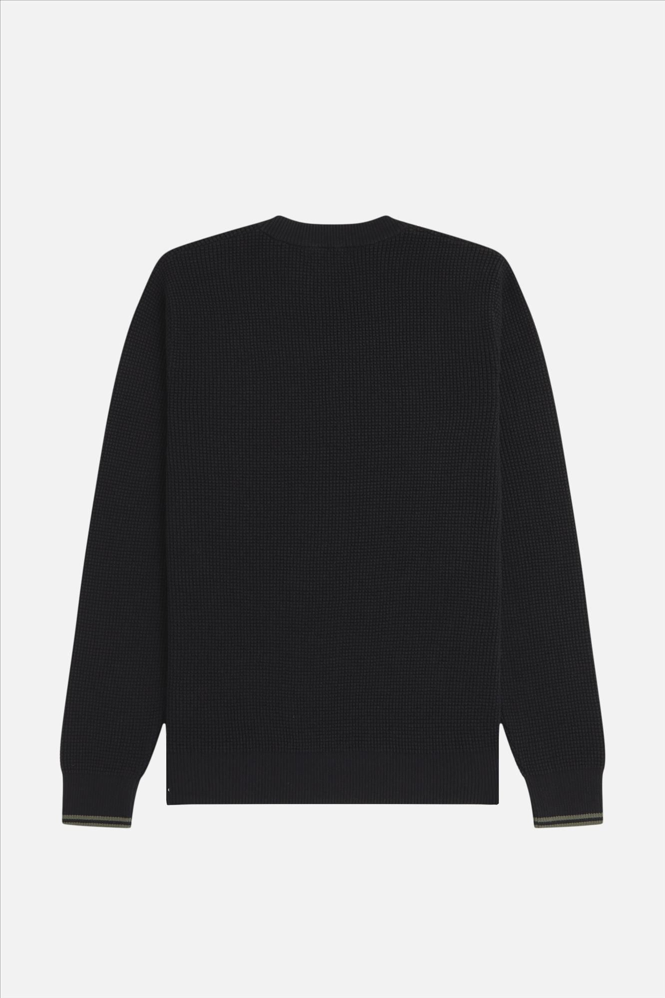 Fred Perry - Zwarte Waffle Stitch sweater