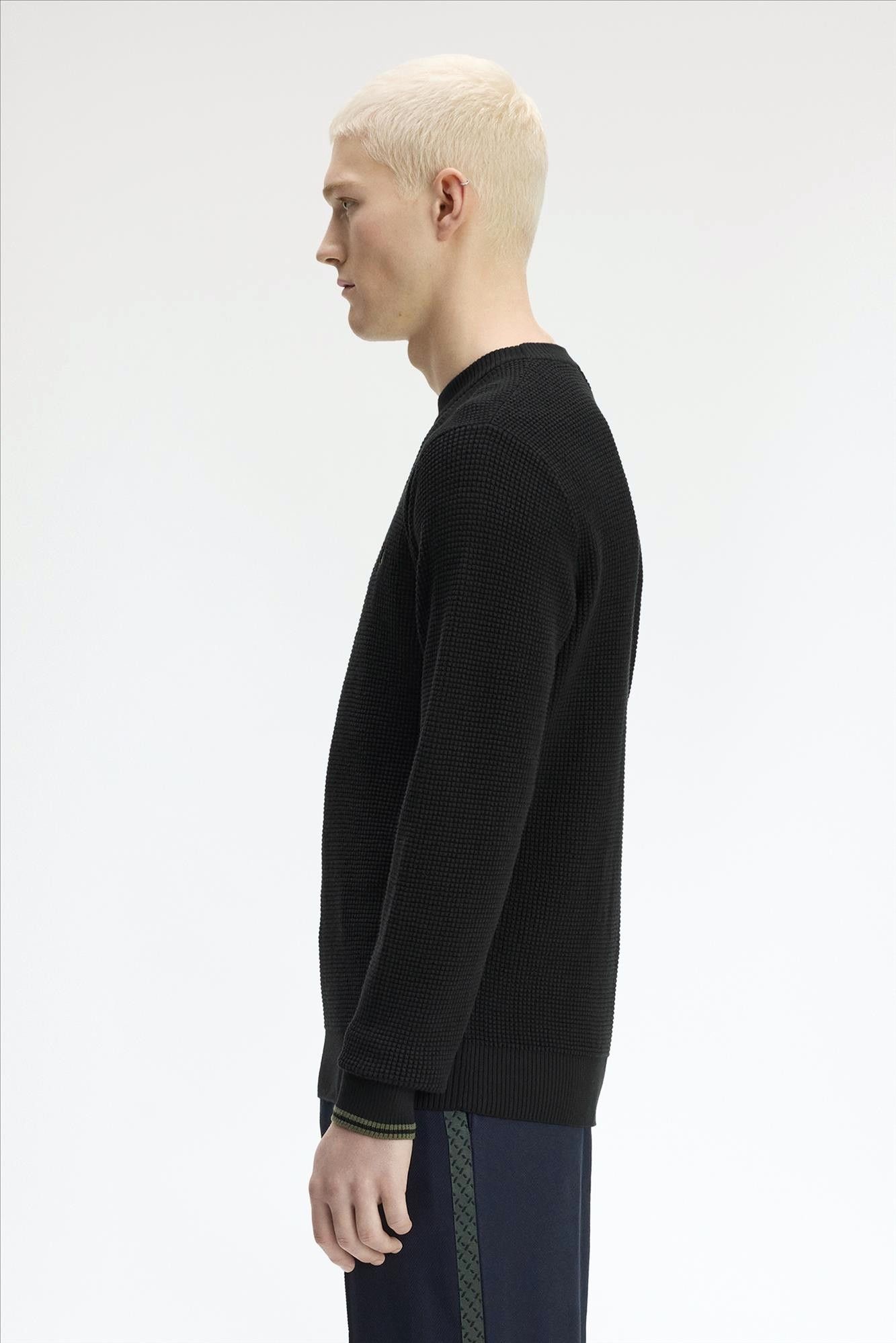 Fred Perry - Zwarte Waffle Stitch sweater