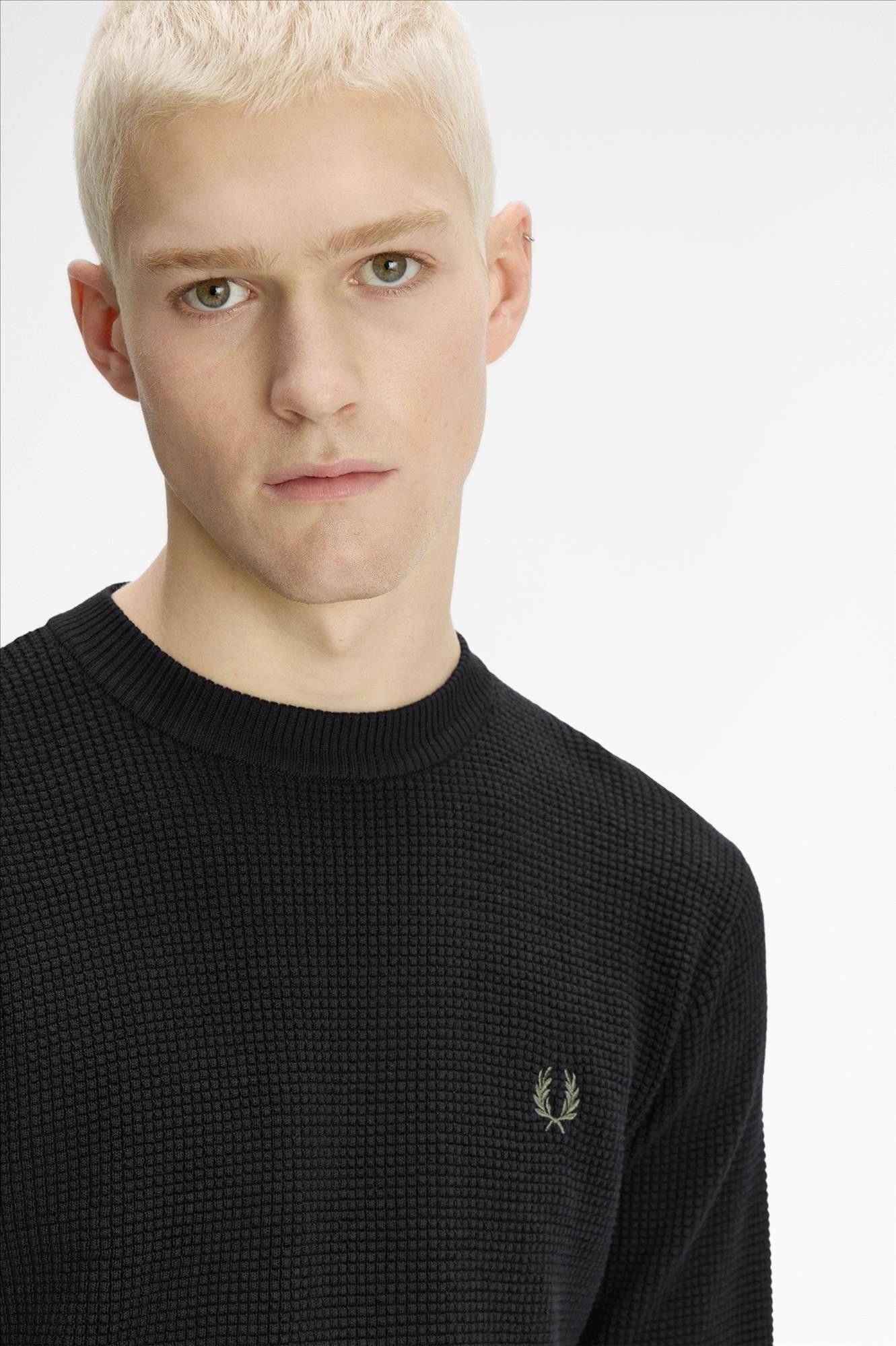 Fred Perry - Zwarte Waffle Stitch sweater