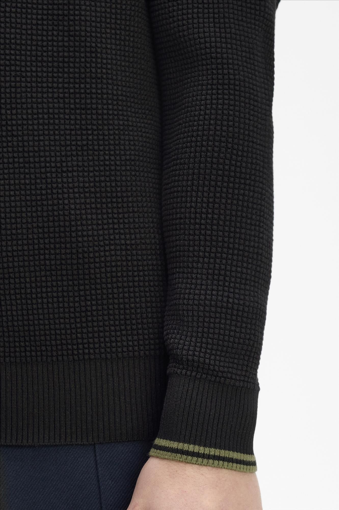 Fred Perry - Zwarte Waffle Stitch sweater