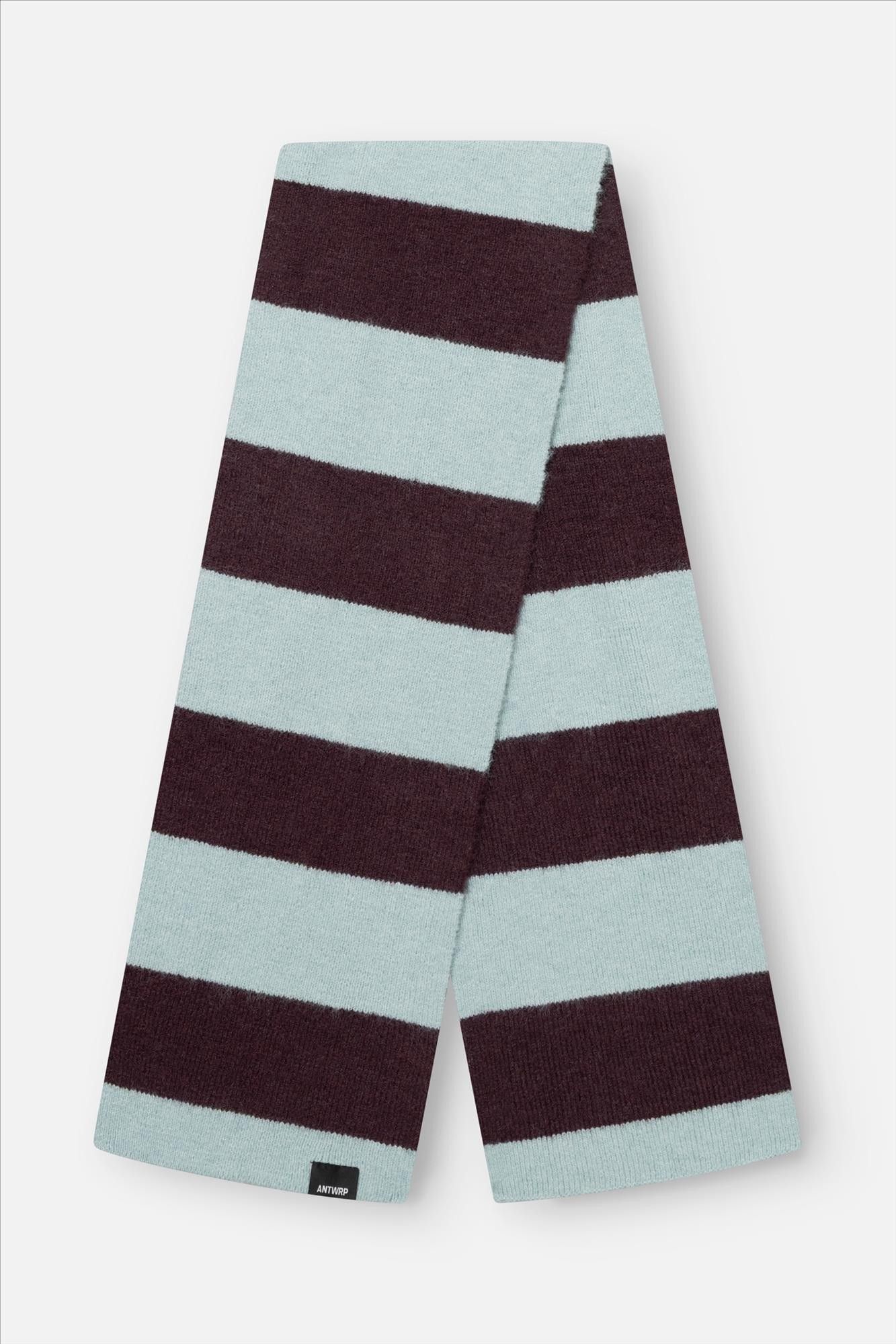 Antwrp - Lichtblauw-Bordeaux Striped Colorblock sjaal