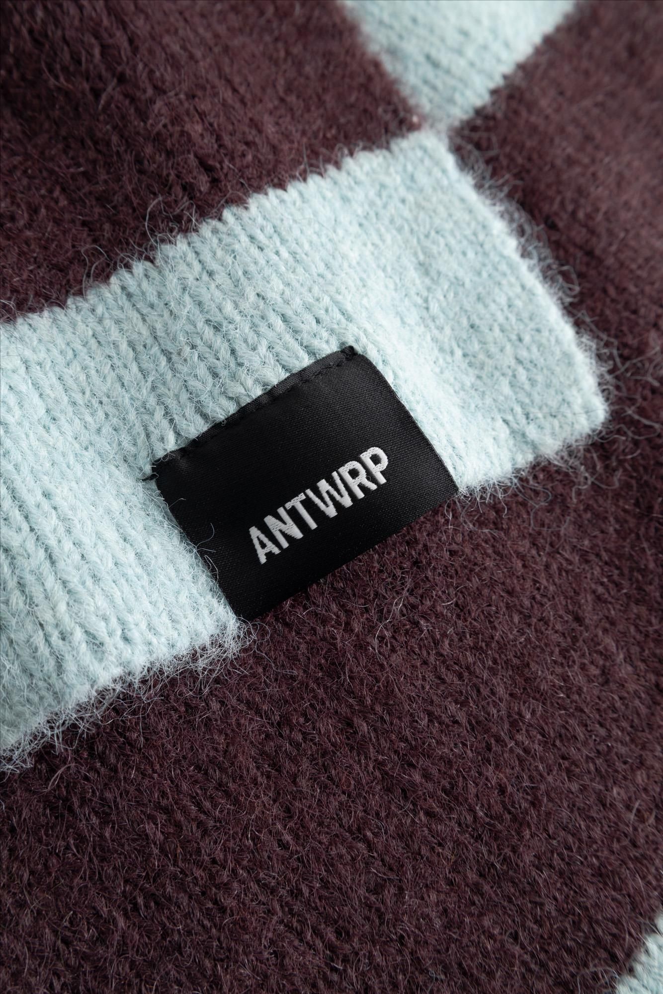 Antwrp - Lichtblauw-Bordeaux Striped Colorblock sjaal