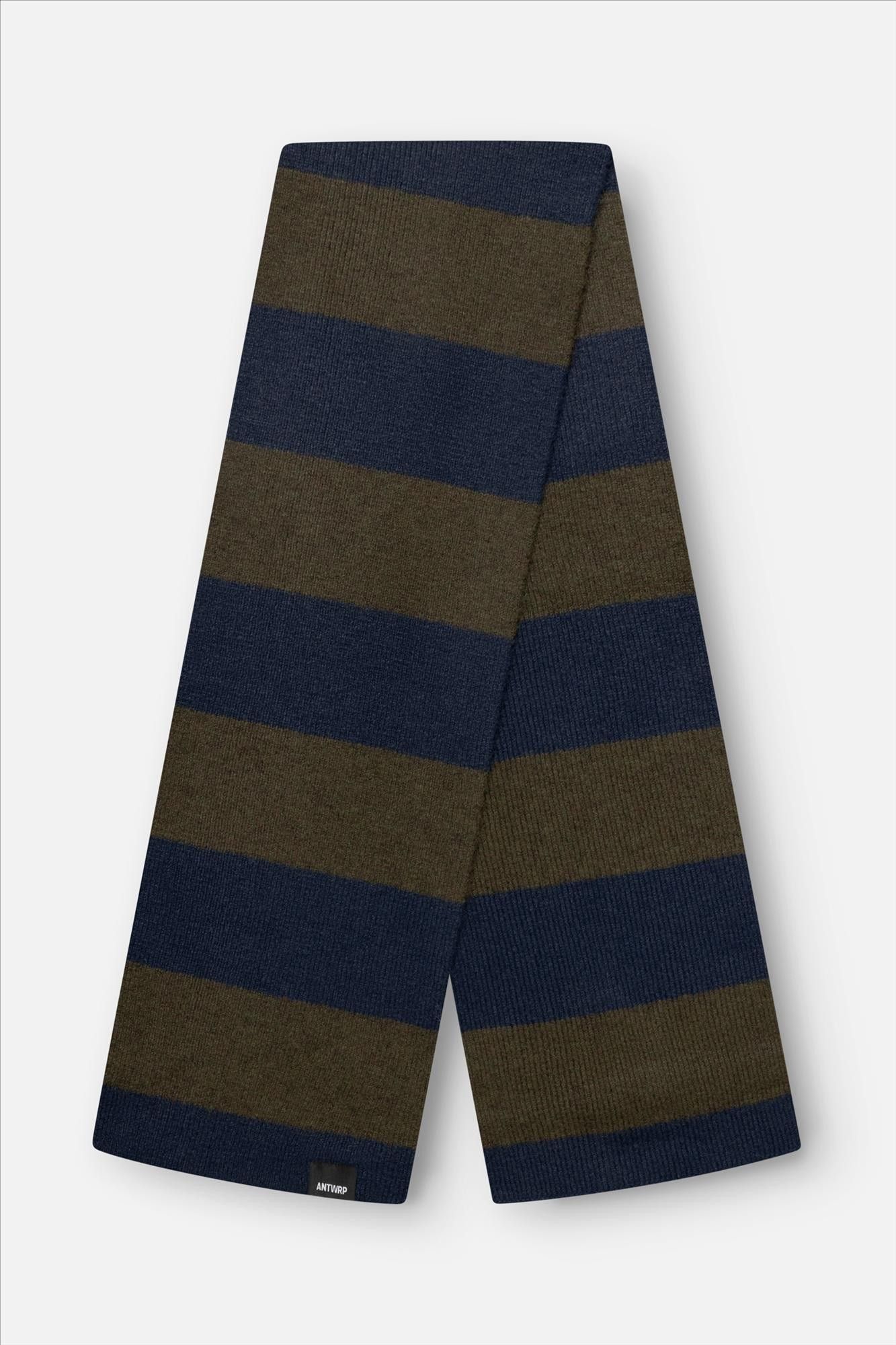 Antwrp - Donkerblauw-Donkergroene Striped Colorblock sjaal