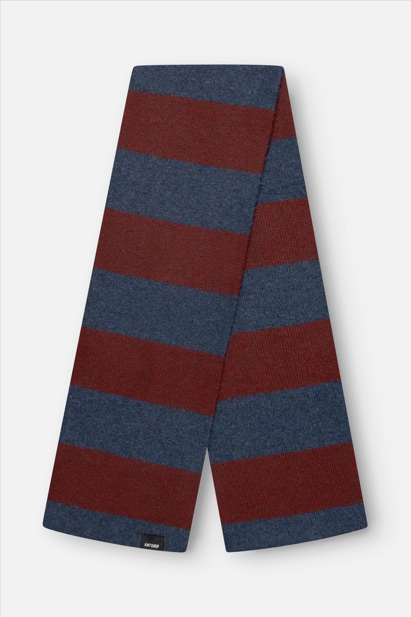 Antwrp - Bordeaux-Blauwe Striped Colorblock sjaal