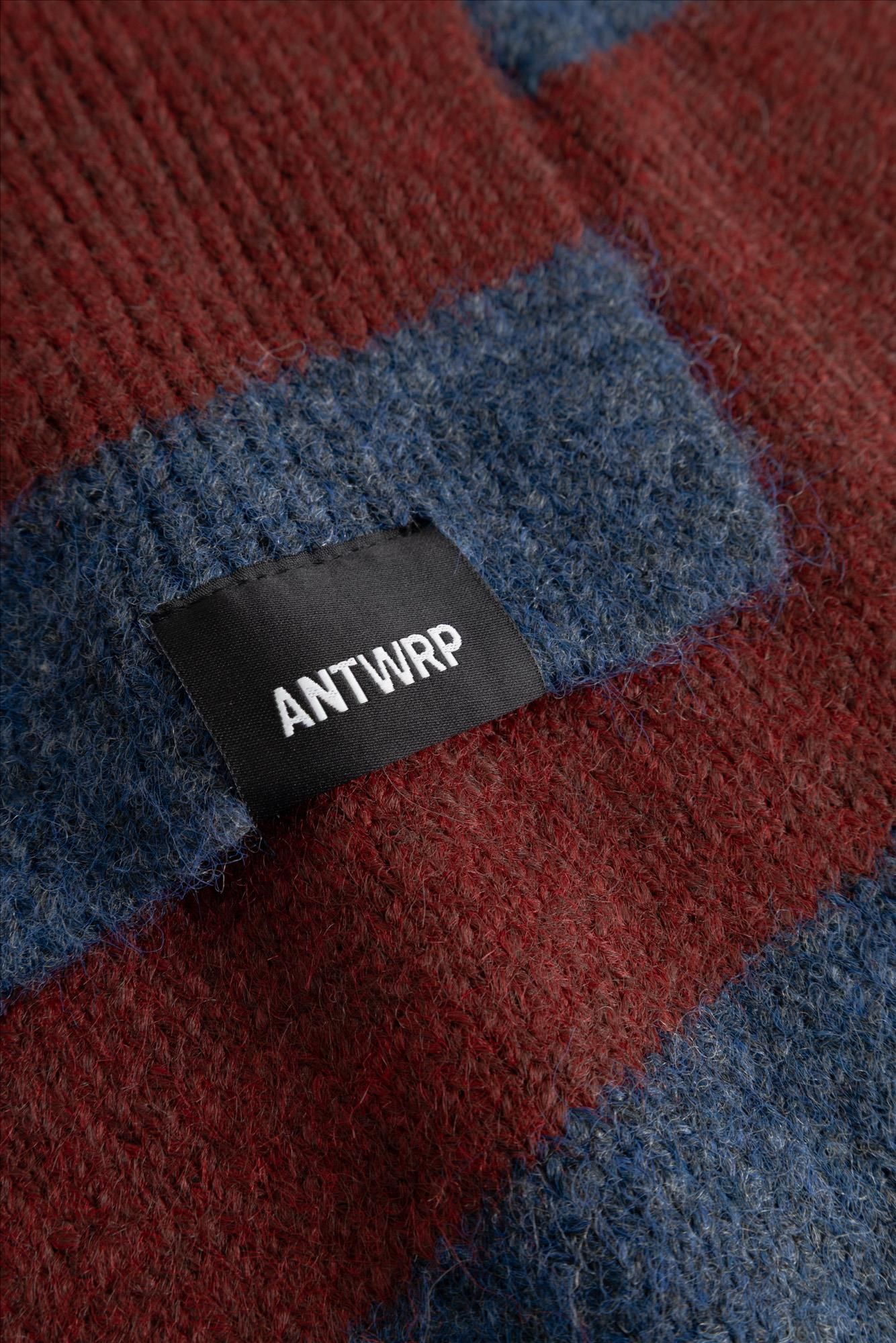 Antwrp - Bordeaux-Blauwe Striped Colorblock sjaal
