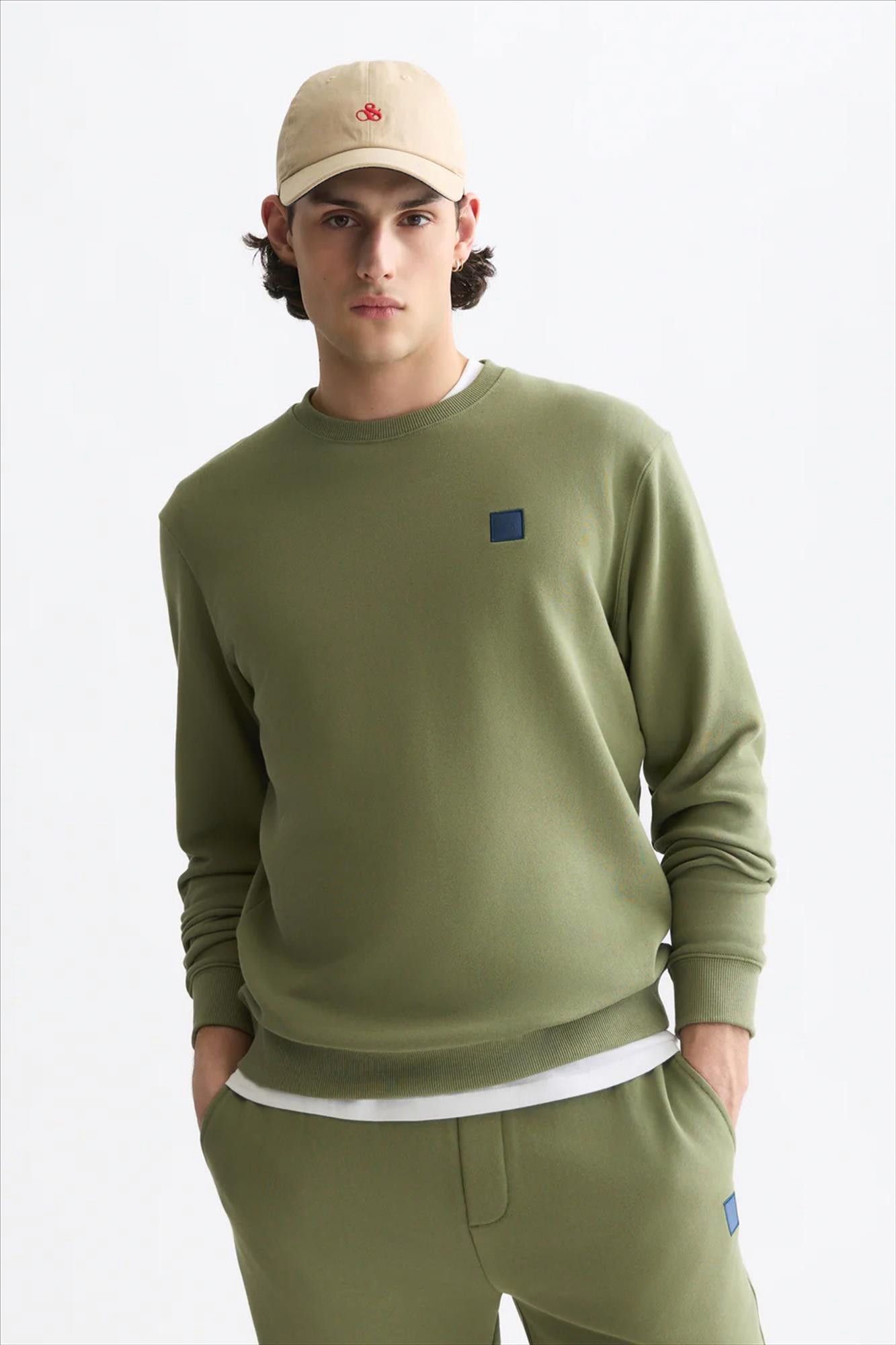 Scotch & Soda - Olijfgroene Logo Badge sweater