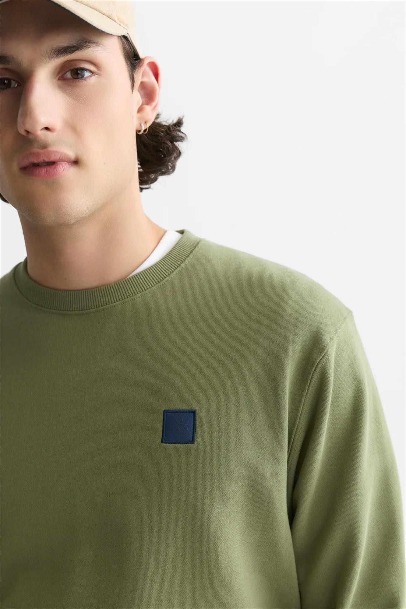Scotch & Soda - Olijfgroene Logo Badge sweater