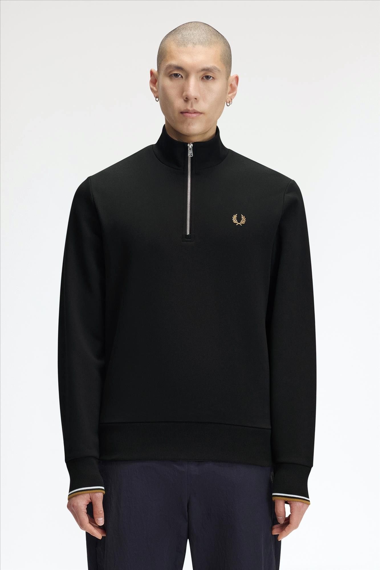 Fred Perry - Donkergroene Half Zip sweater