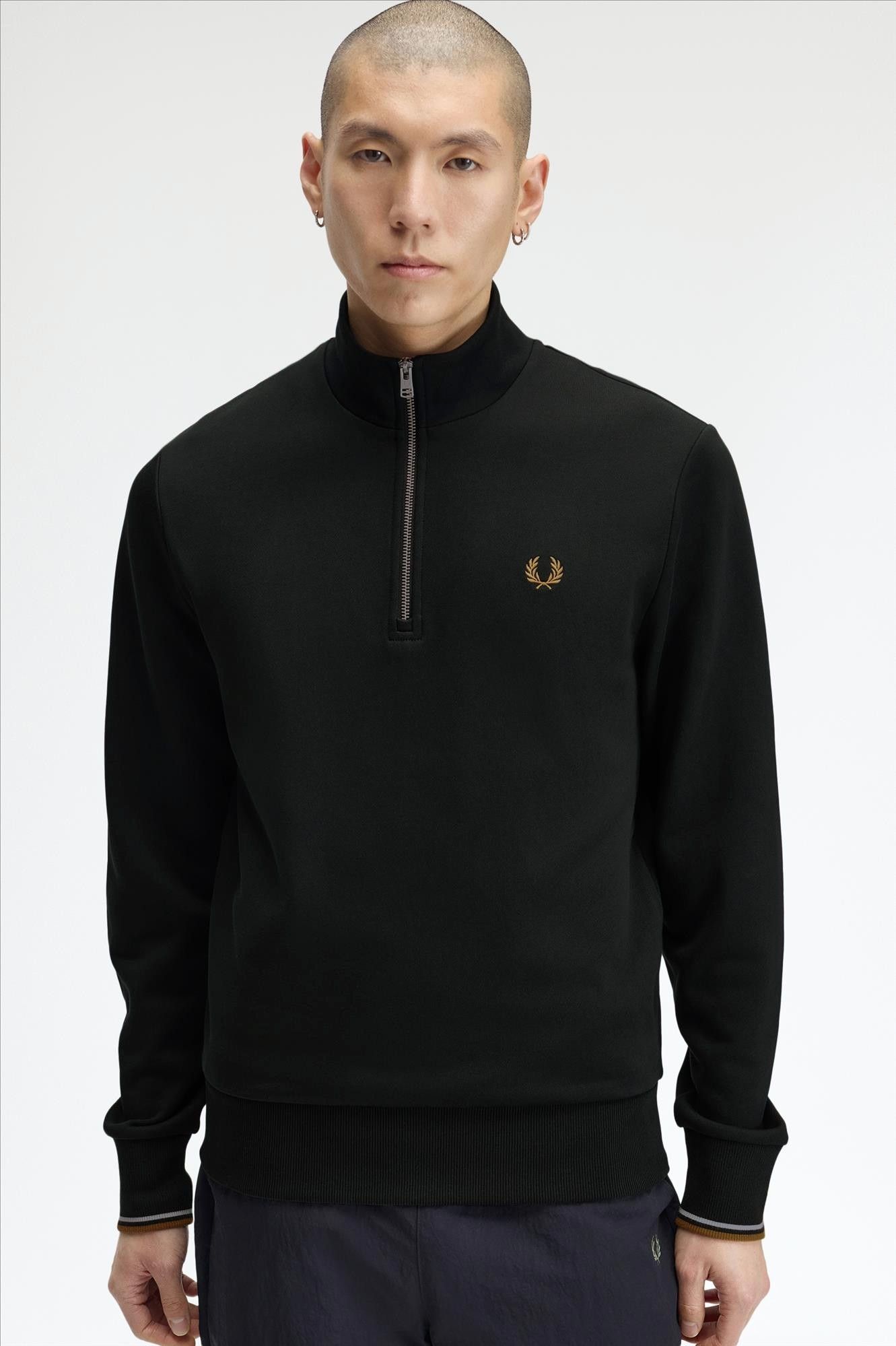 Fred Perry - Donkergroene Half Zip sweater