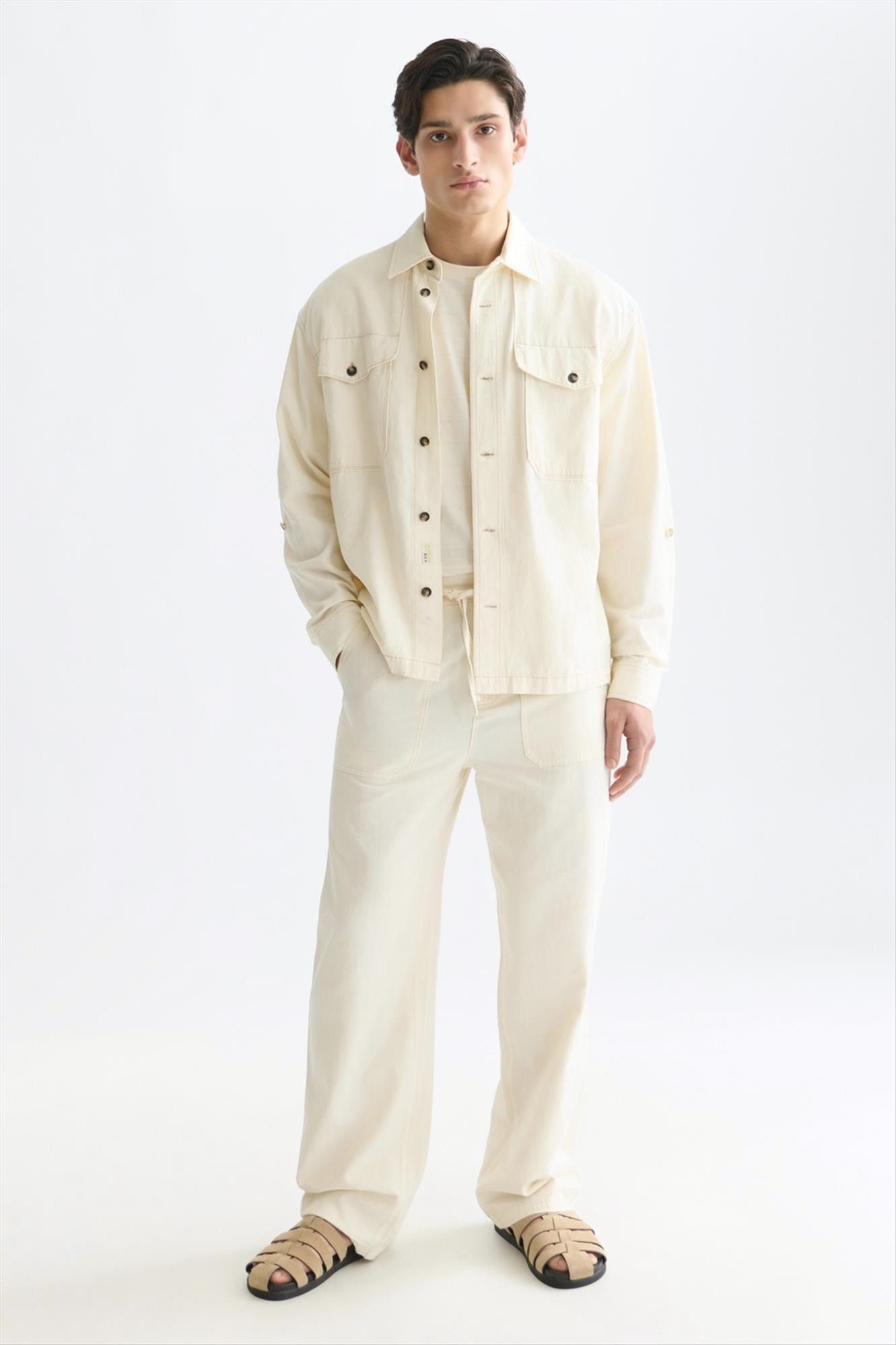 Scotch & Soda - Ecru Otis relaxed straight broek