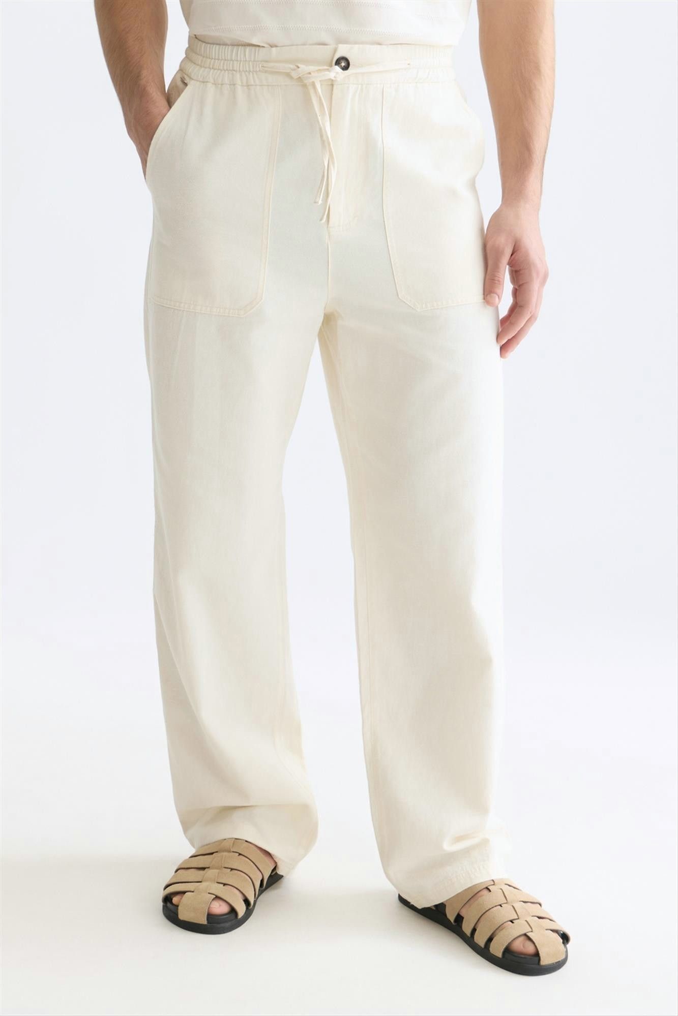 Scotch & Soda - Ecru Otis relaxed straight broek