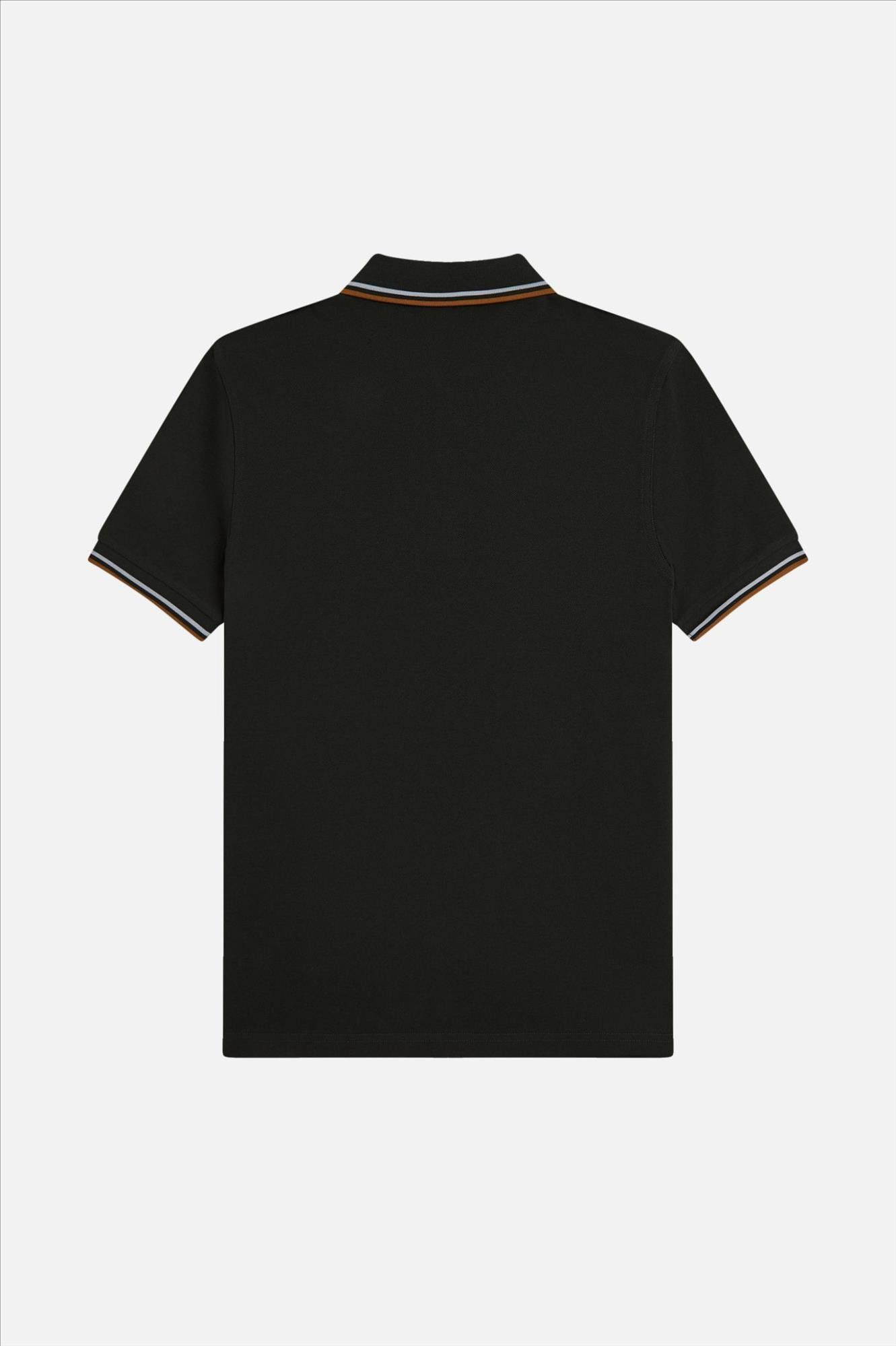 Fred Perry - Donkergroene-Cognac Twin Tipped polo