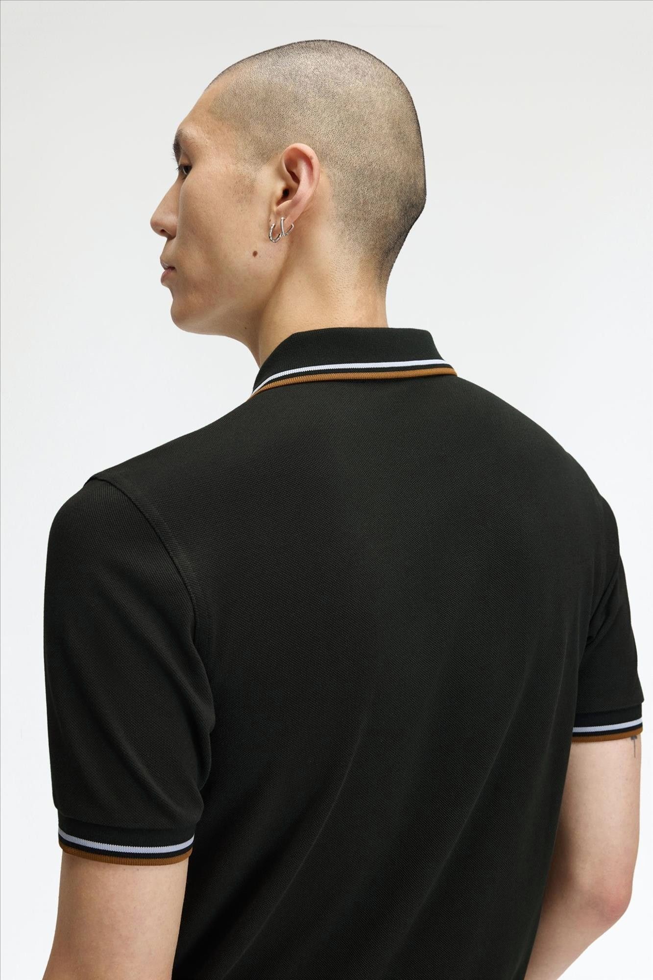 Fred Perry - Donkergroene-Cognac Twin Tipped polo