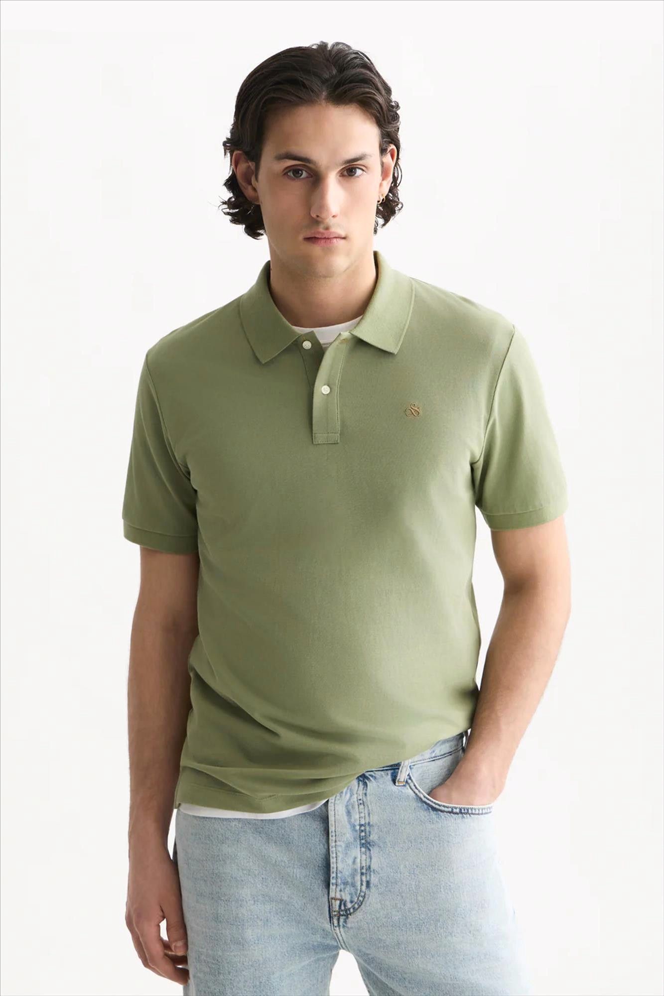 Scotch & Soda - Olijfgroene Seasonal Essentials Logo polo