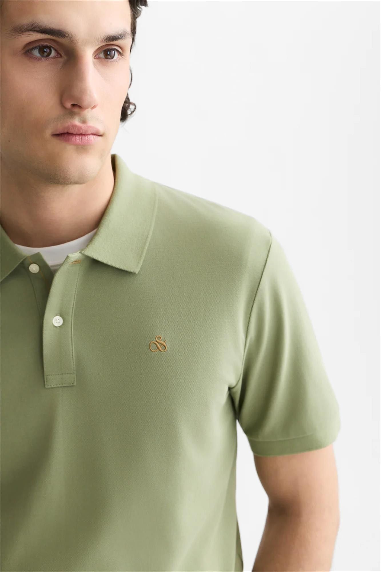 Scotch & Soda - Olijfgroene Seasonal Essentials Logo polo