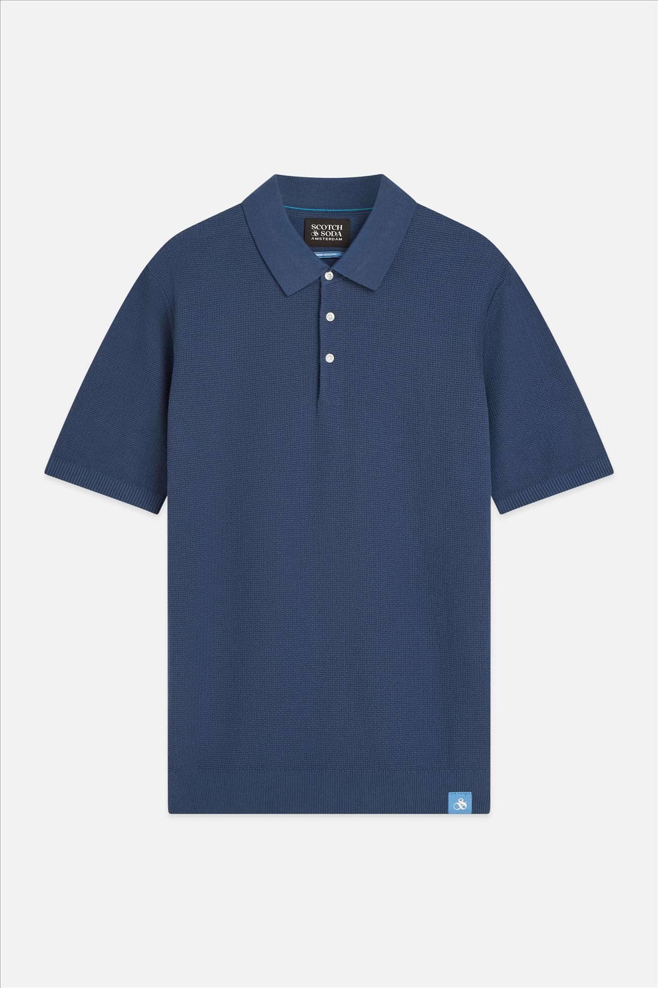 Scotch & Soda - Donkerblauwe Structured Knitted polo