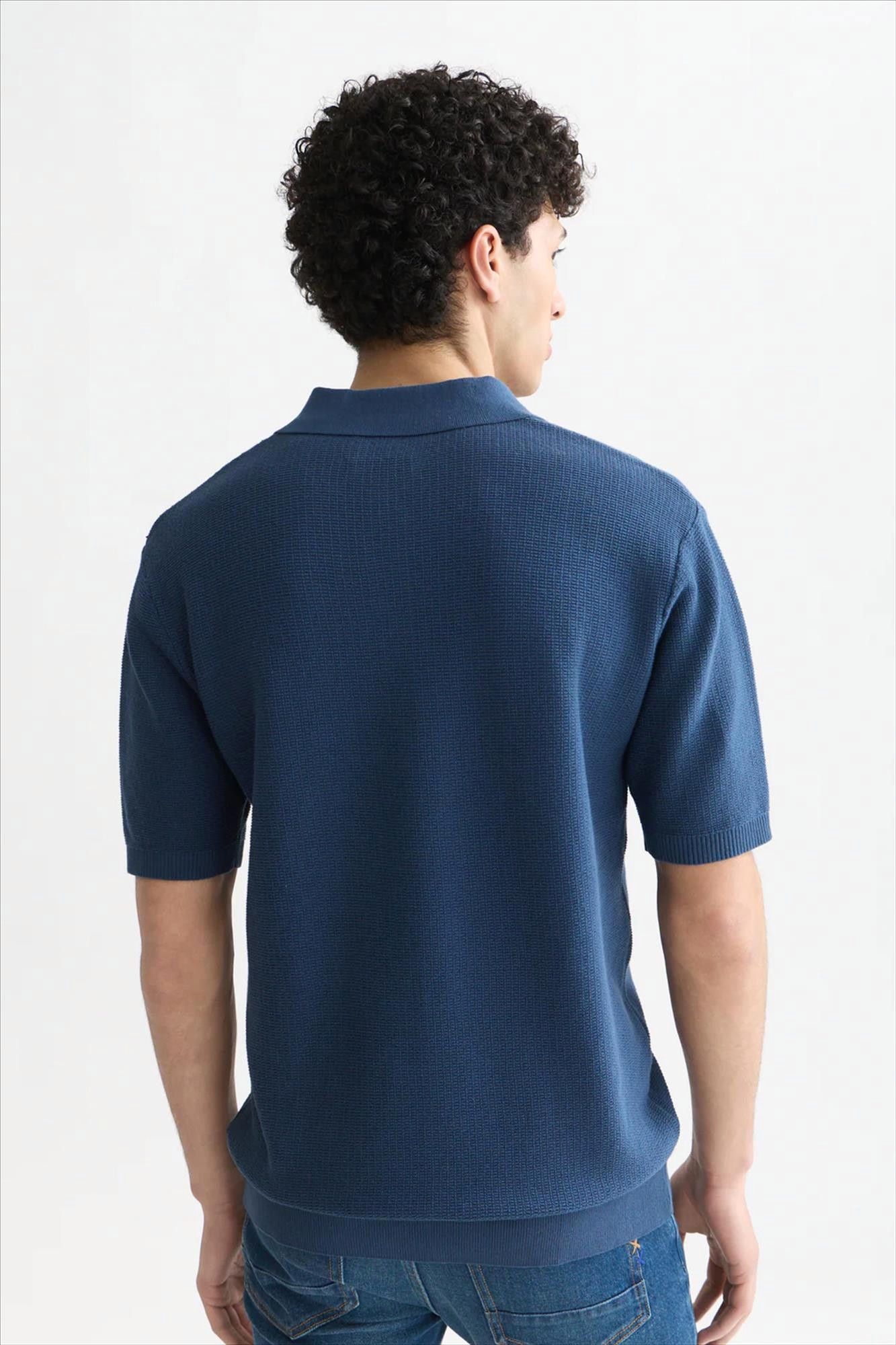 Scotch & Soda - Donkerblauwe Structured Knitted polo