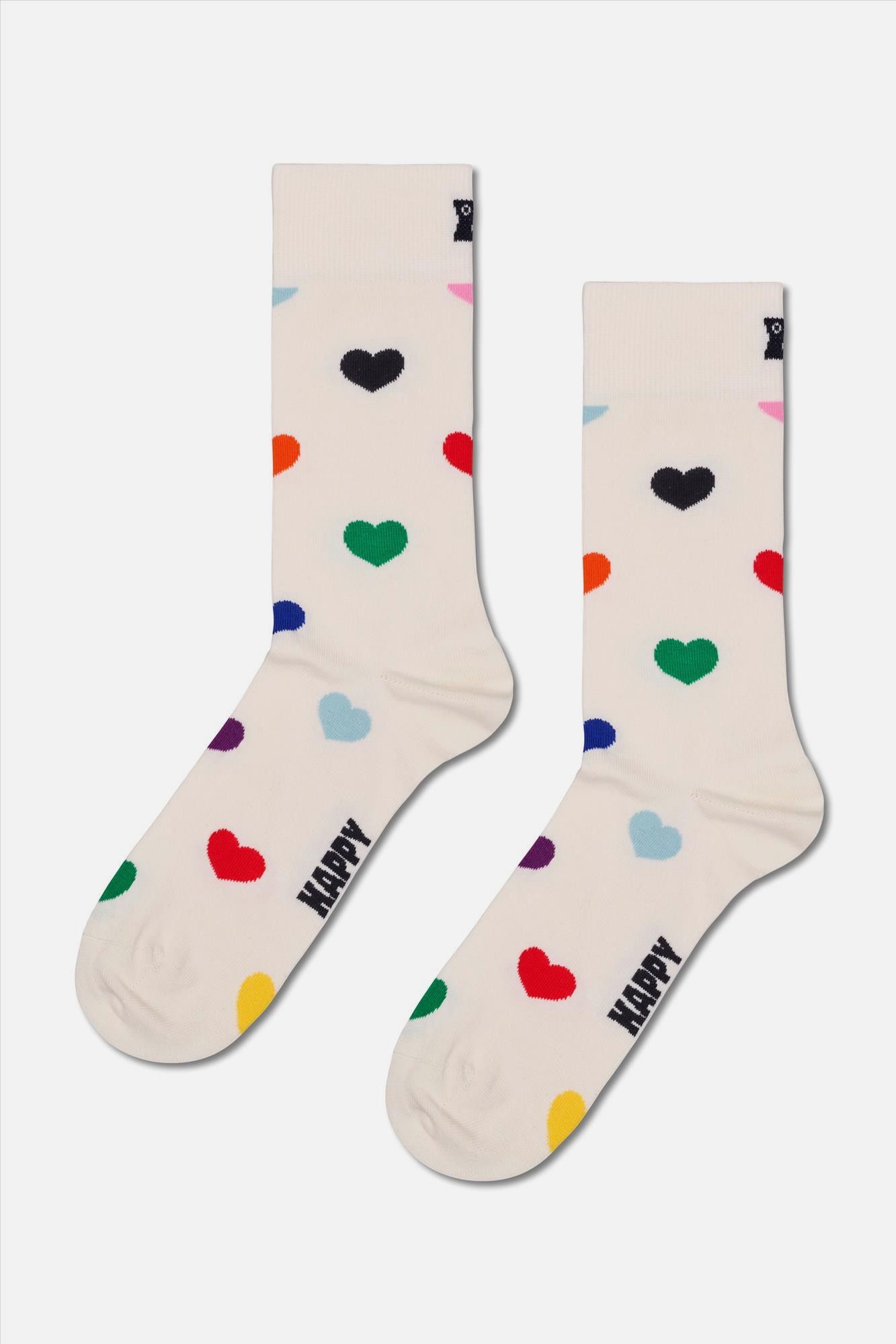 Happy Socks - Ecru-Multicolor Heart sokken, maat: 36-40
