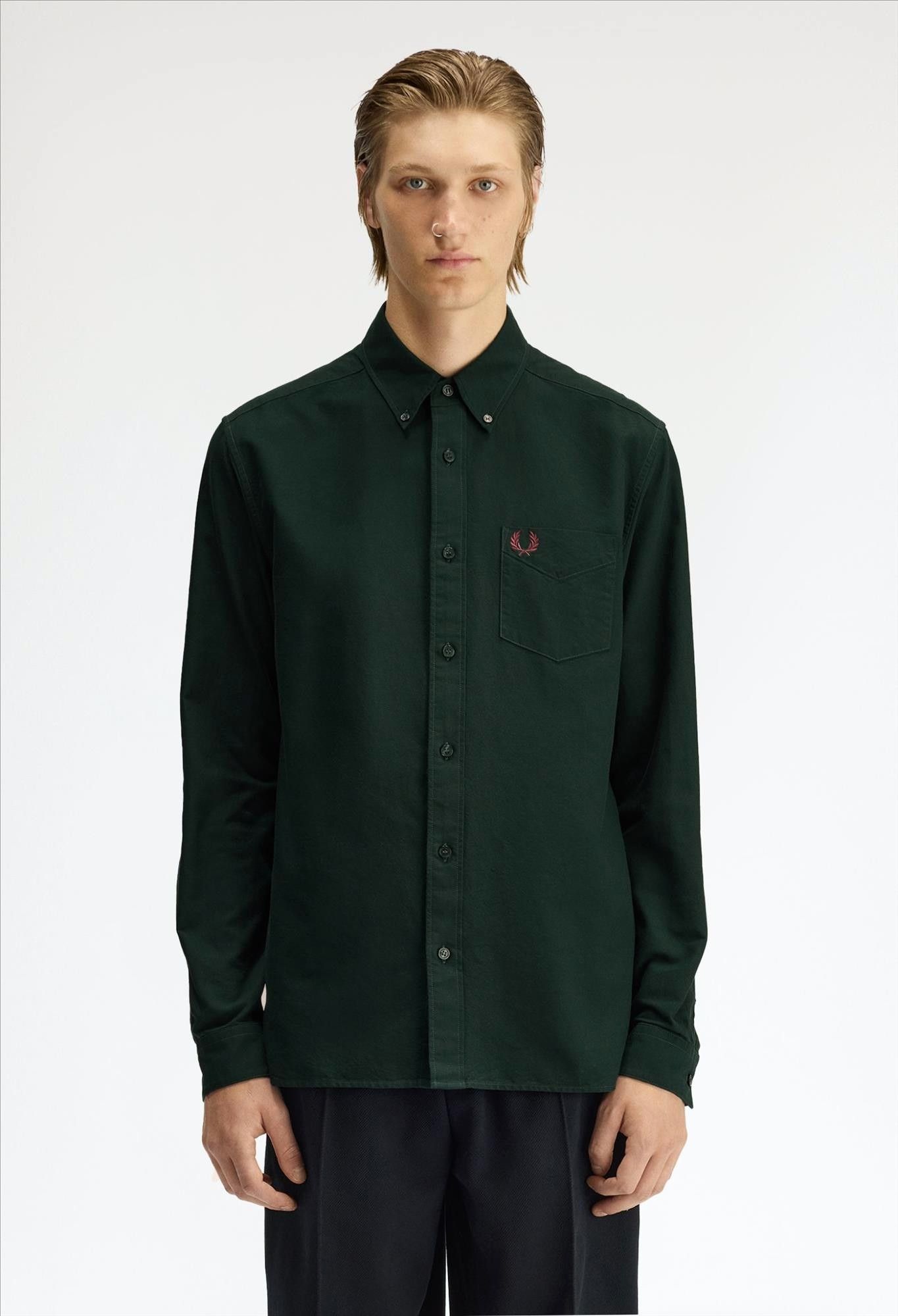 Fred Perry - Donkergroen Oxford hemd