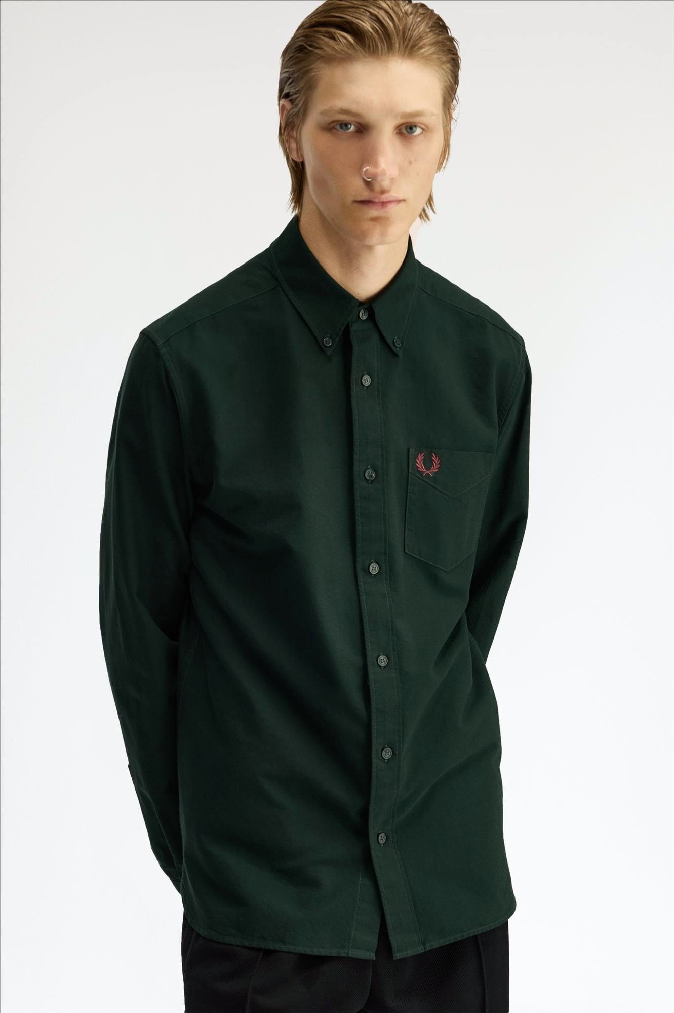 Fred Perry - Donkergroen Oxford hemd