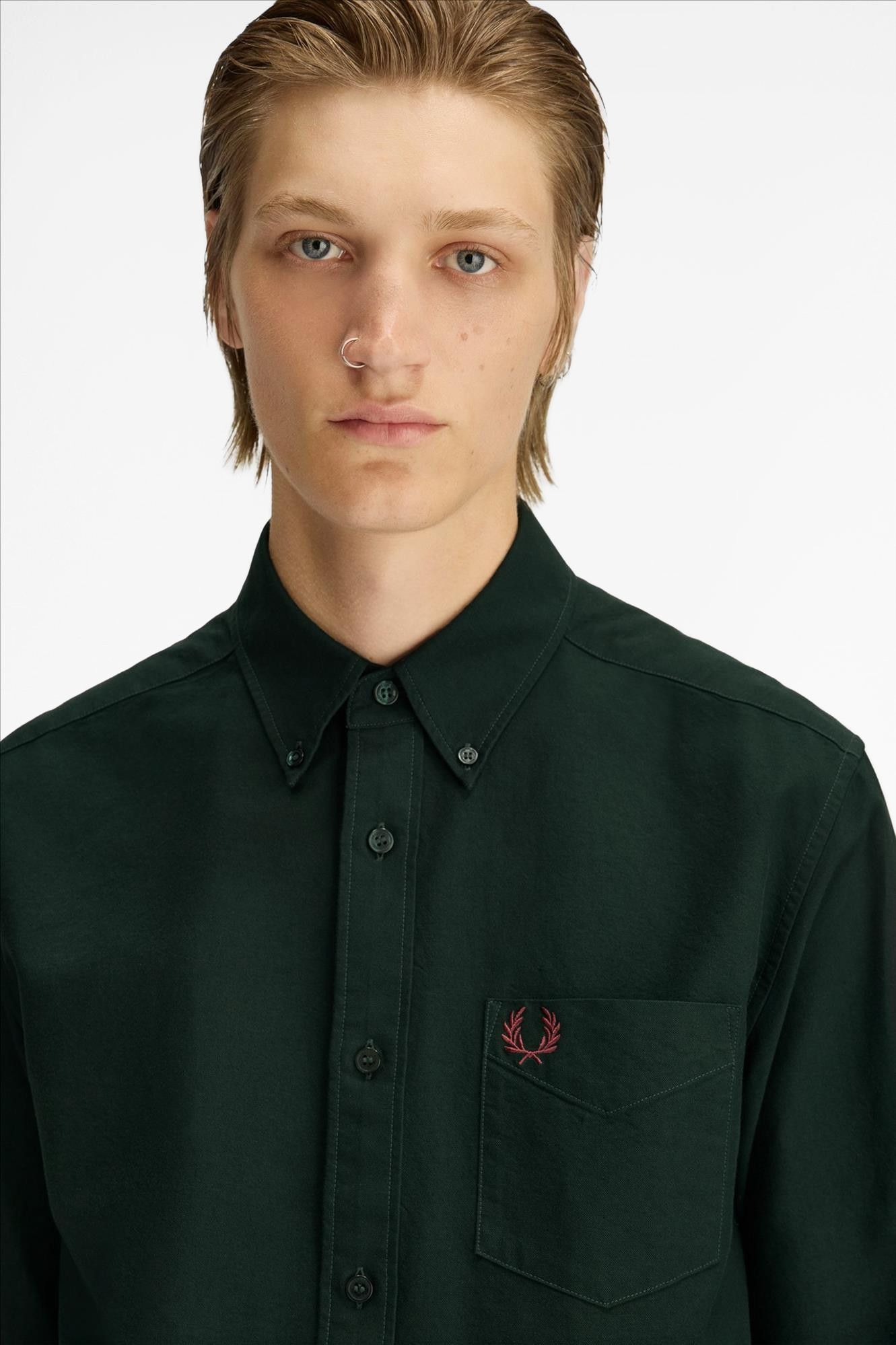 Fred Perry - Donkergroen Oxford hemd