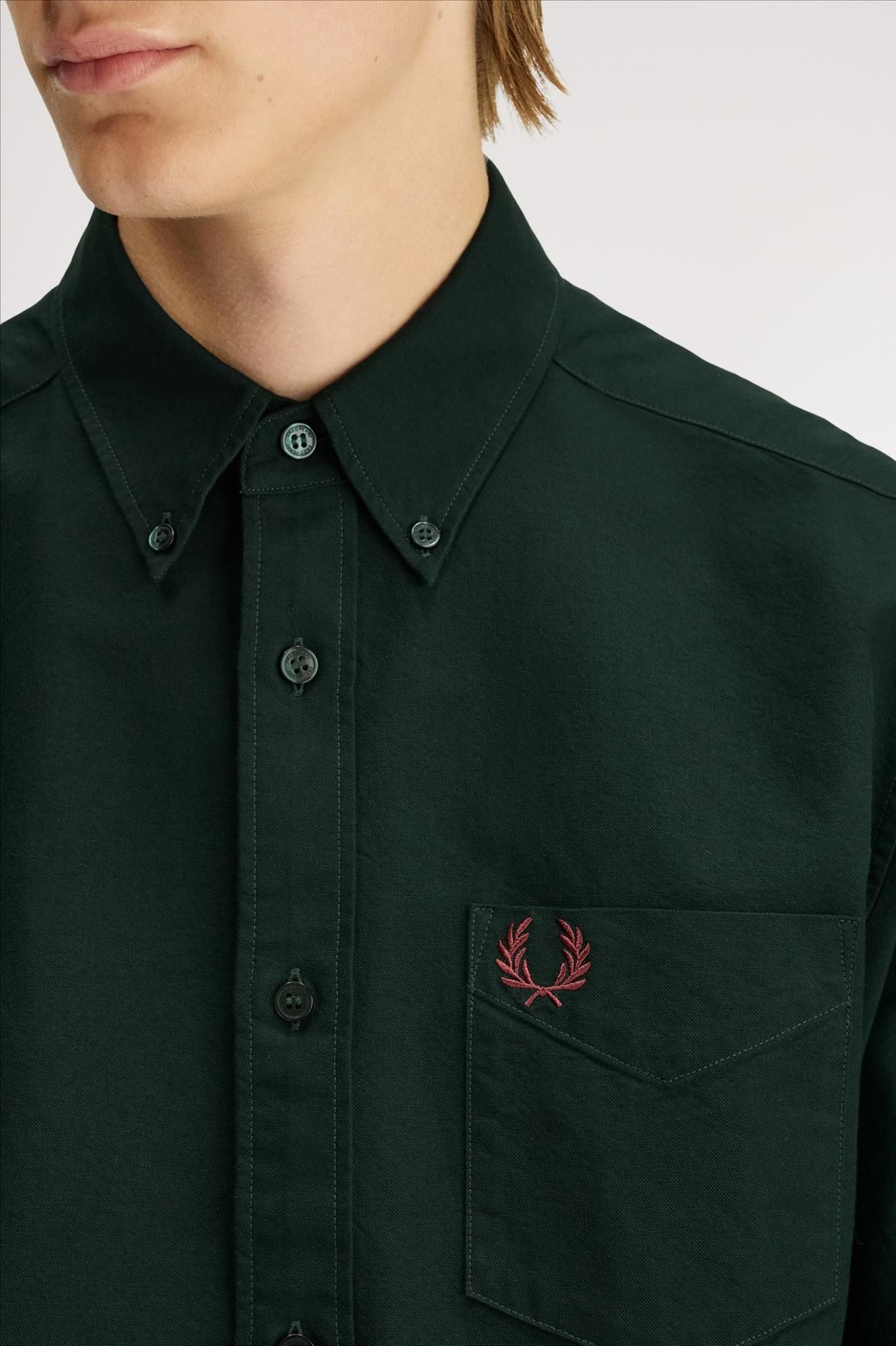 Fred Perry - Donkergroen Oxford hemd