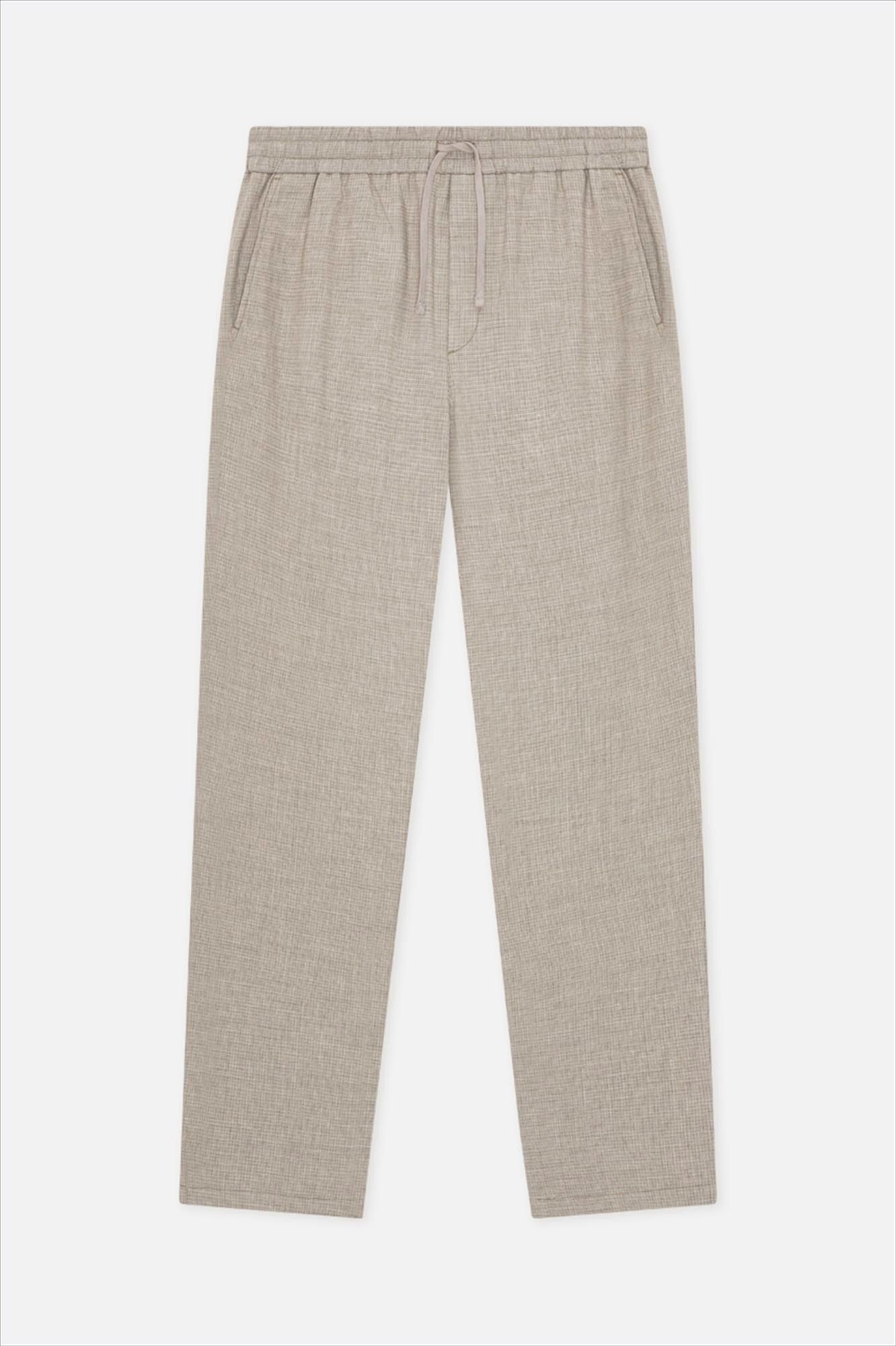 LES DEUX  - Beige Mini Check Drawstring broek