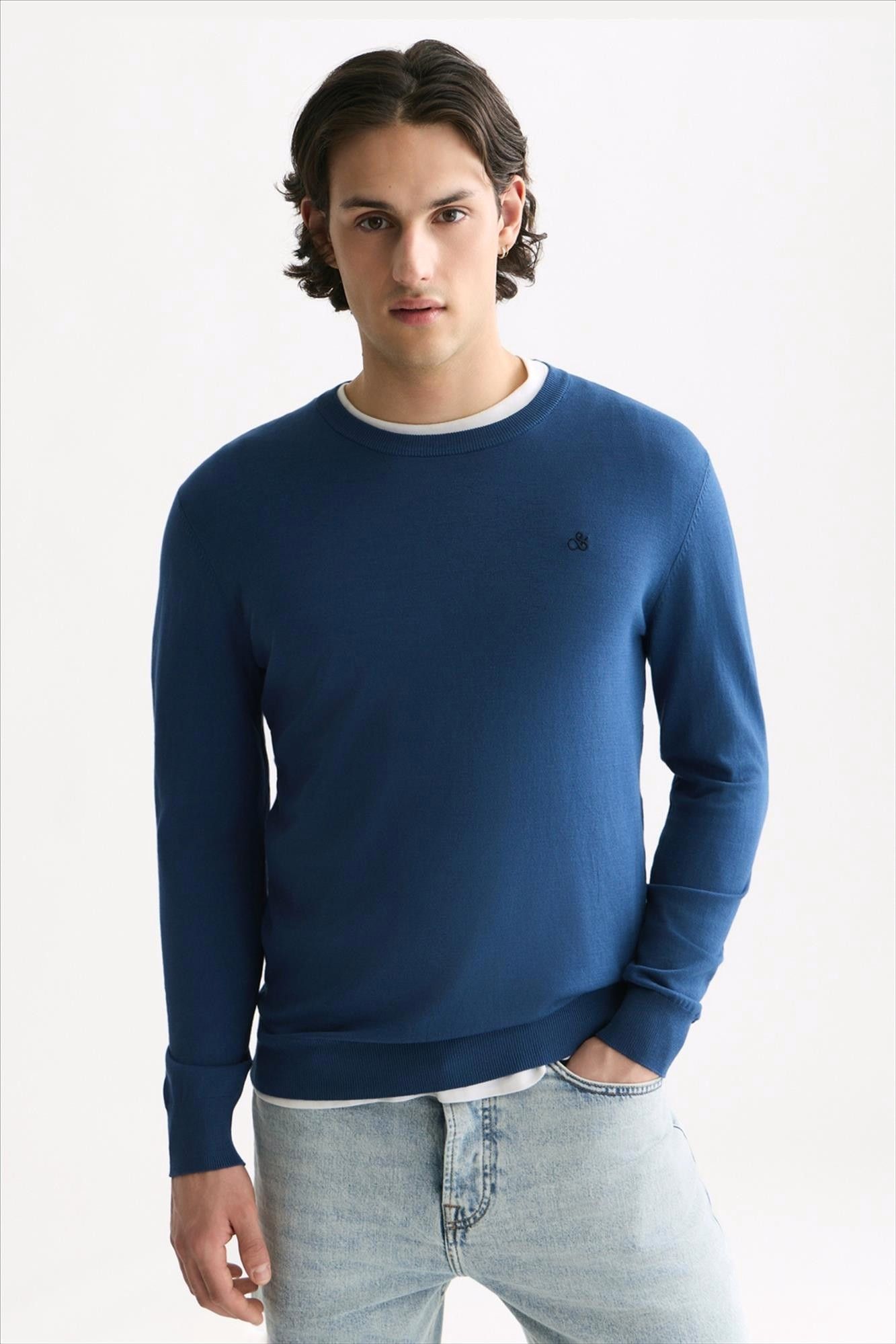 Scotch & Soda - Blauwe Seasonal Essentials trui