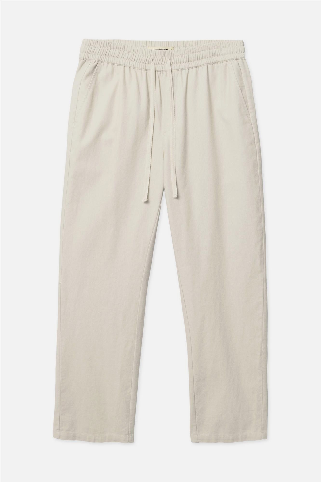WOODBIRD - Ecru Eik Linen broek