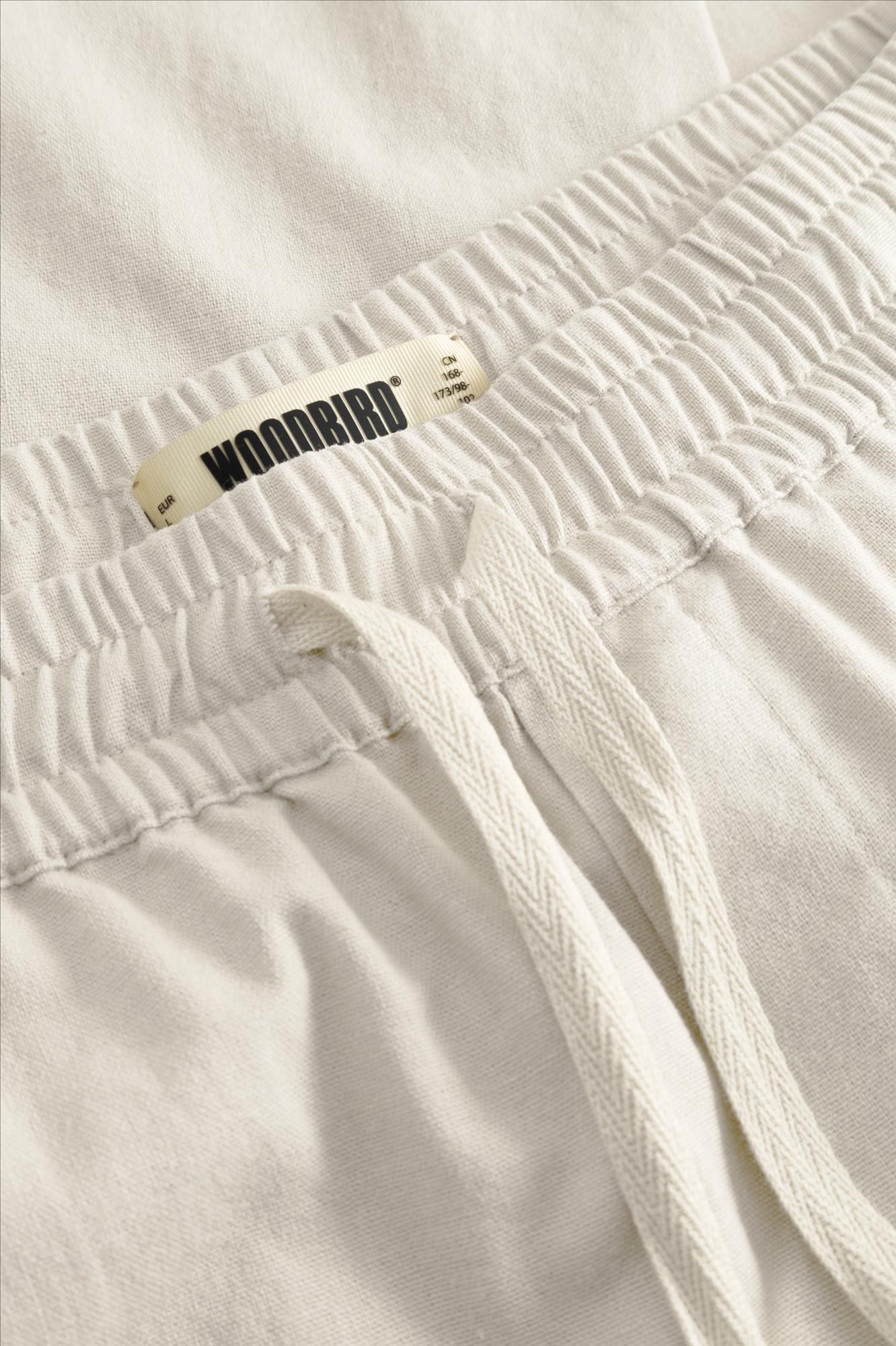 WOODBIRD - Ecru Eik Linen broek