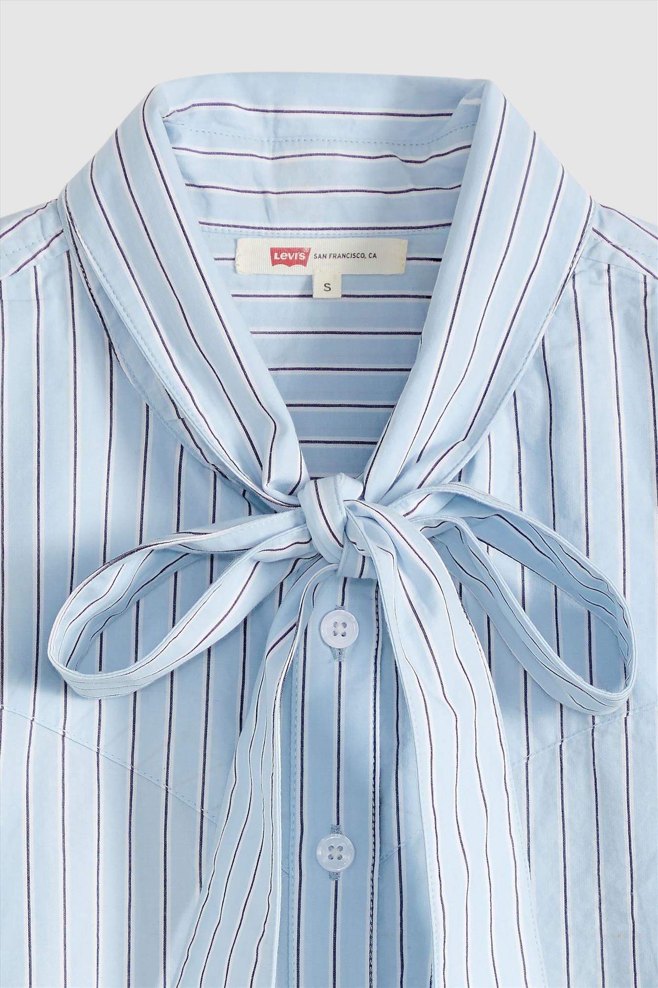 Levi's - Lichtblauw Gestreepte Strik blouse