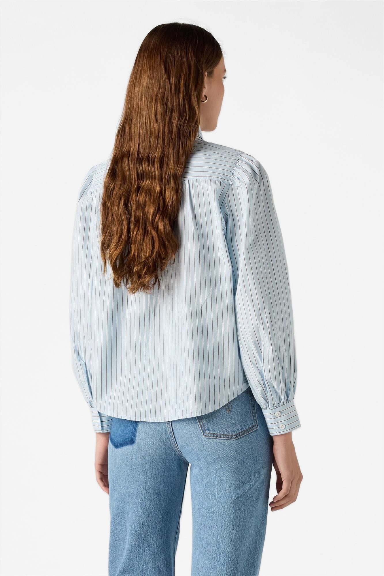 Levi's - Lichtblauw Gestreepte Strik blouse