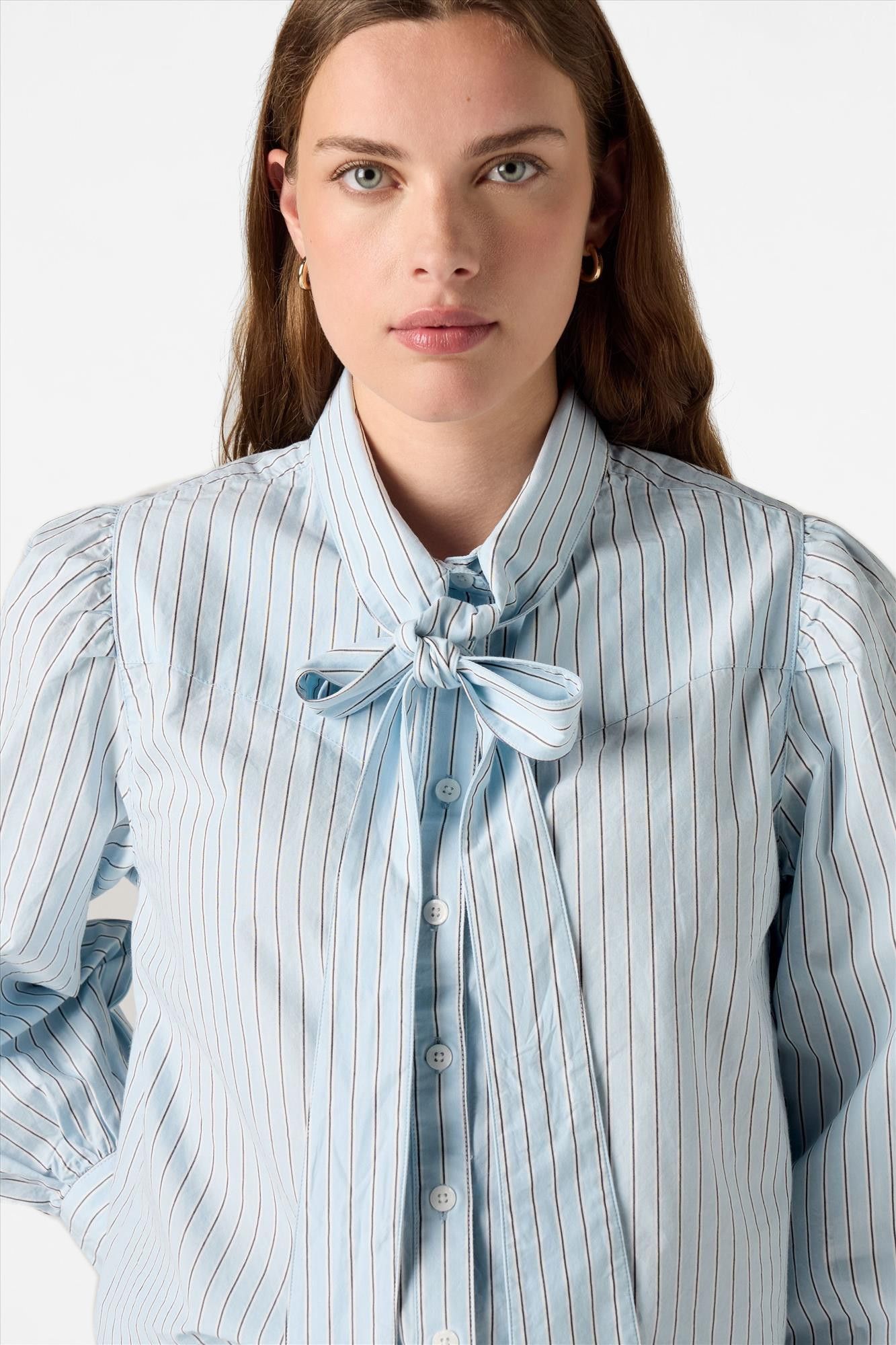 Levi's - Lichtblauw Gestreepte Strik blouse