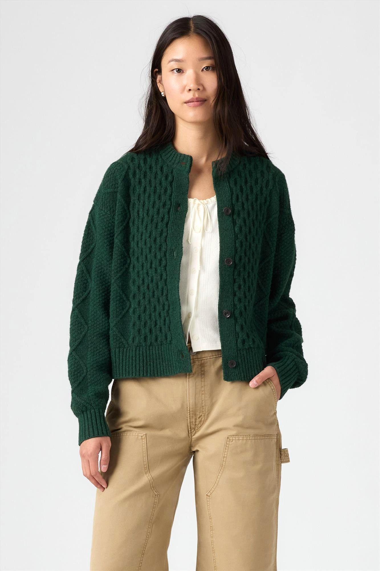 Levi's - Donkergroene Gebreide cardigan