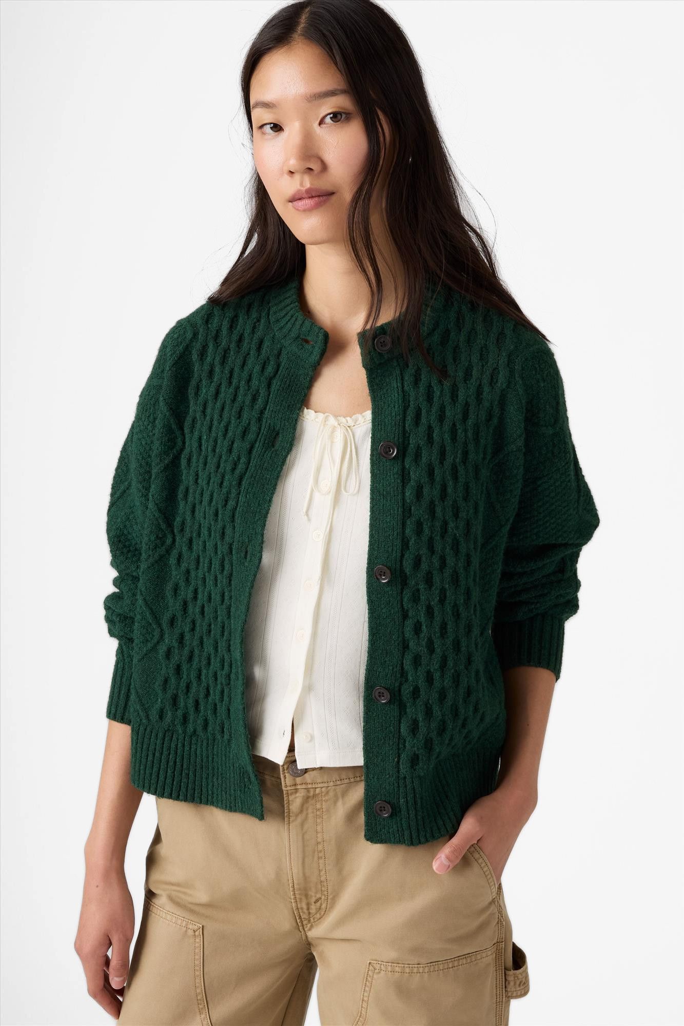 Levi's - Donkergroene Gebreide cardigan