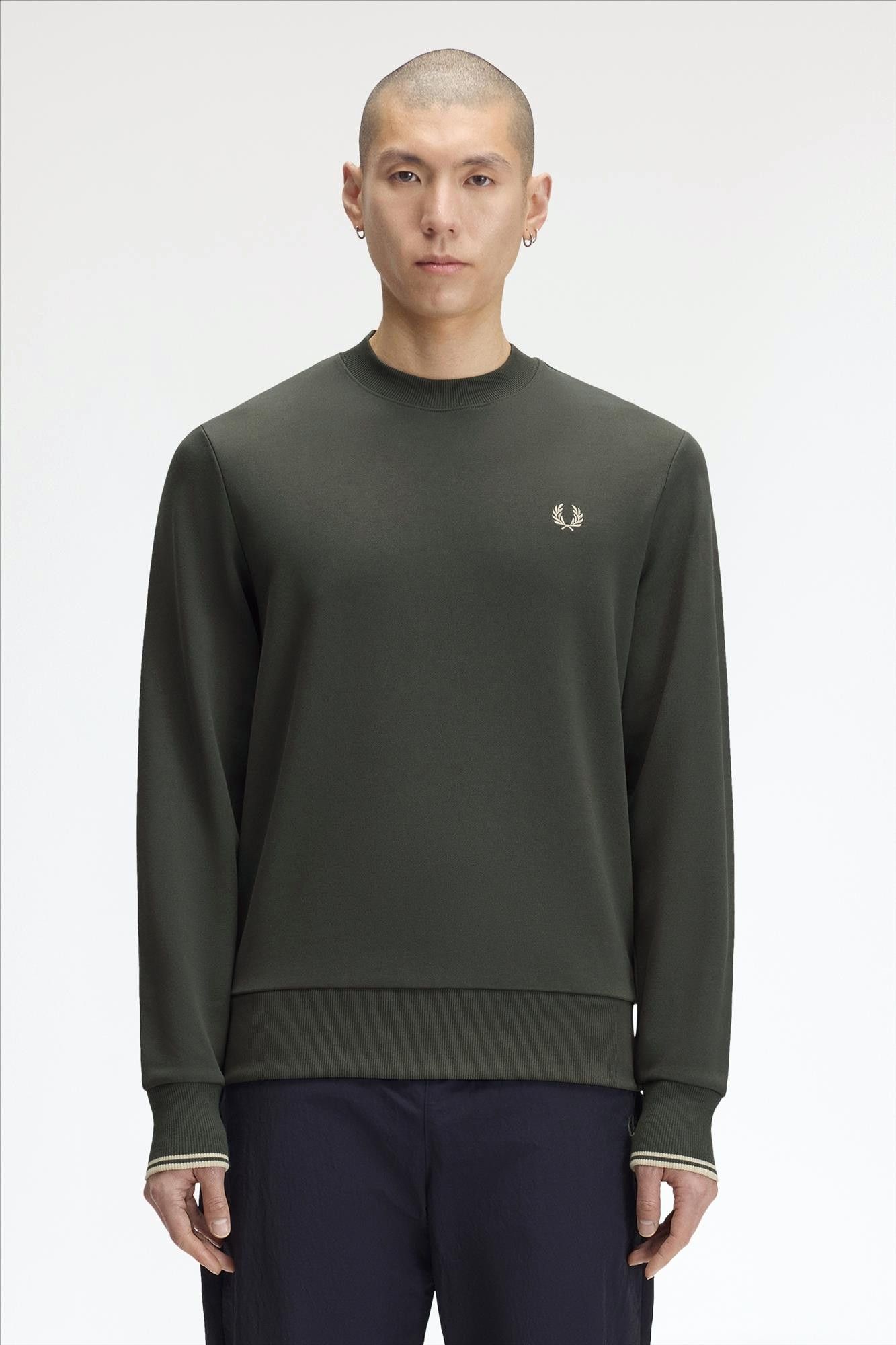 Fred Perry - Donkergroene Crew Neck sweater