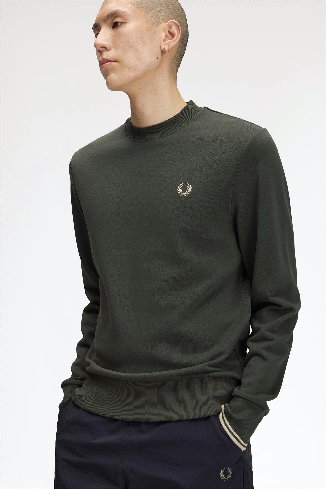 Fred Perry - Donkergroene Crew Neck sweater