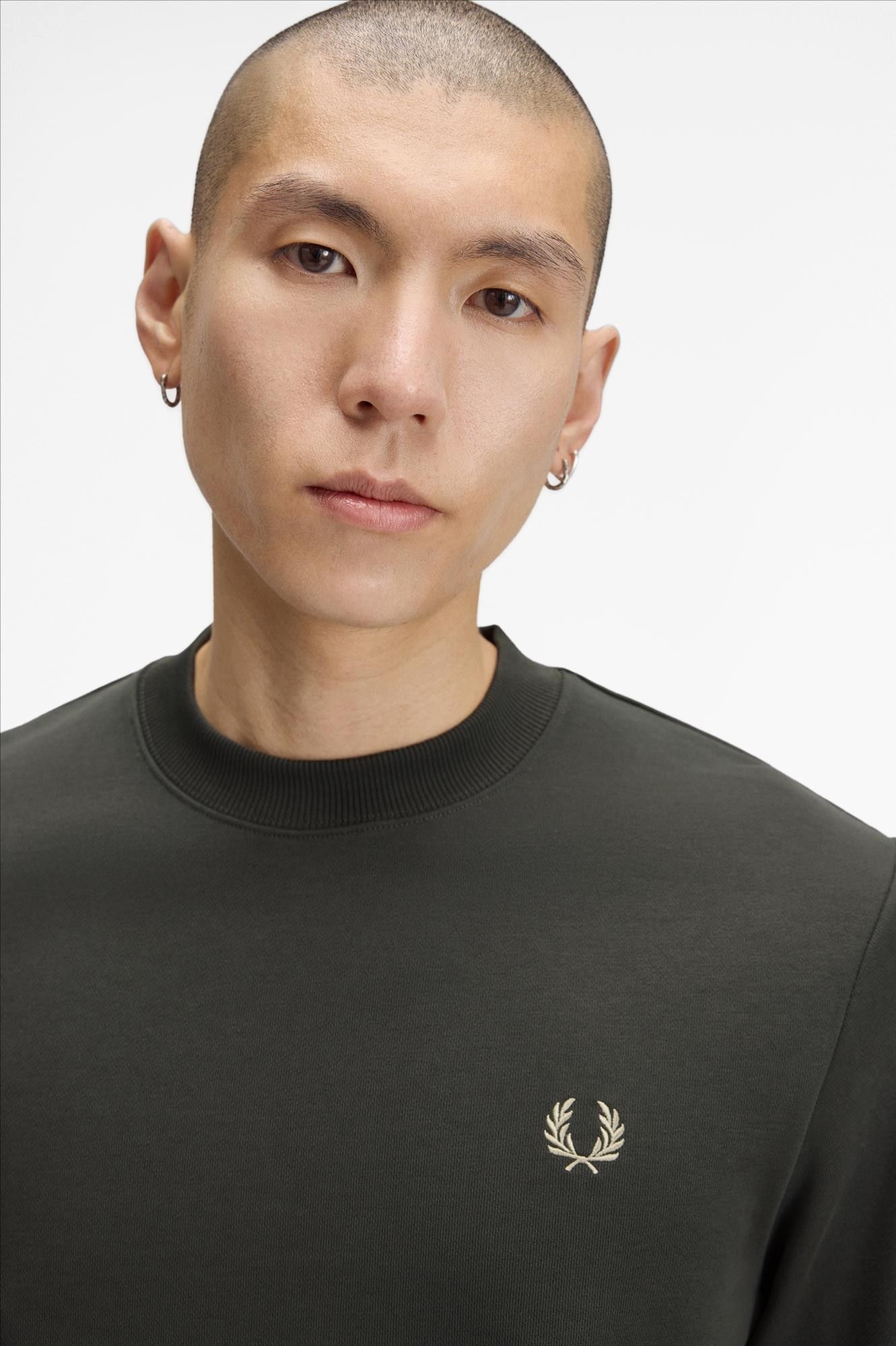 Fred Perry - Donkergroene Crew Neck sweater
