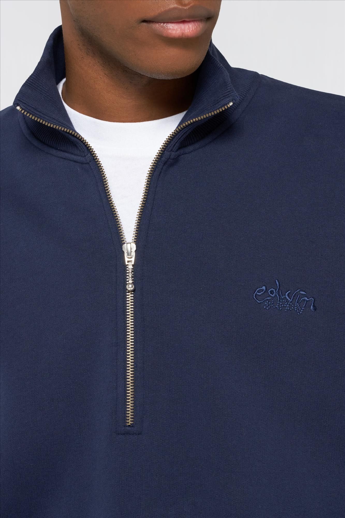 Edwin - Donkerblauwe Koji Half Zip sweater