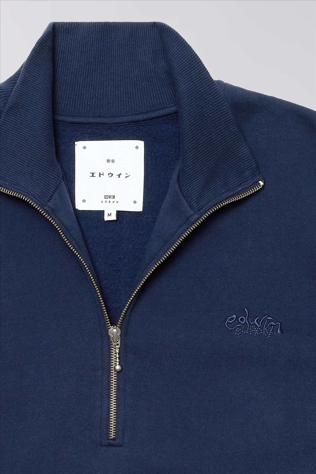 Edwin - Donkerblauwe Koji Half Zip sweater