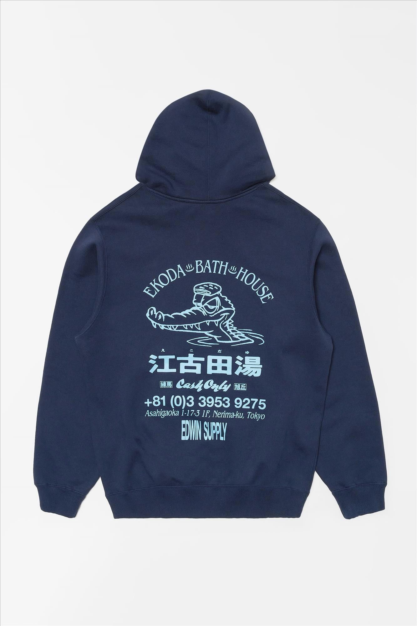 Edwin - Donkerblauwe Ekoda Bath House hoodie